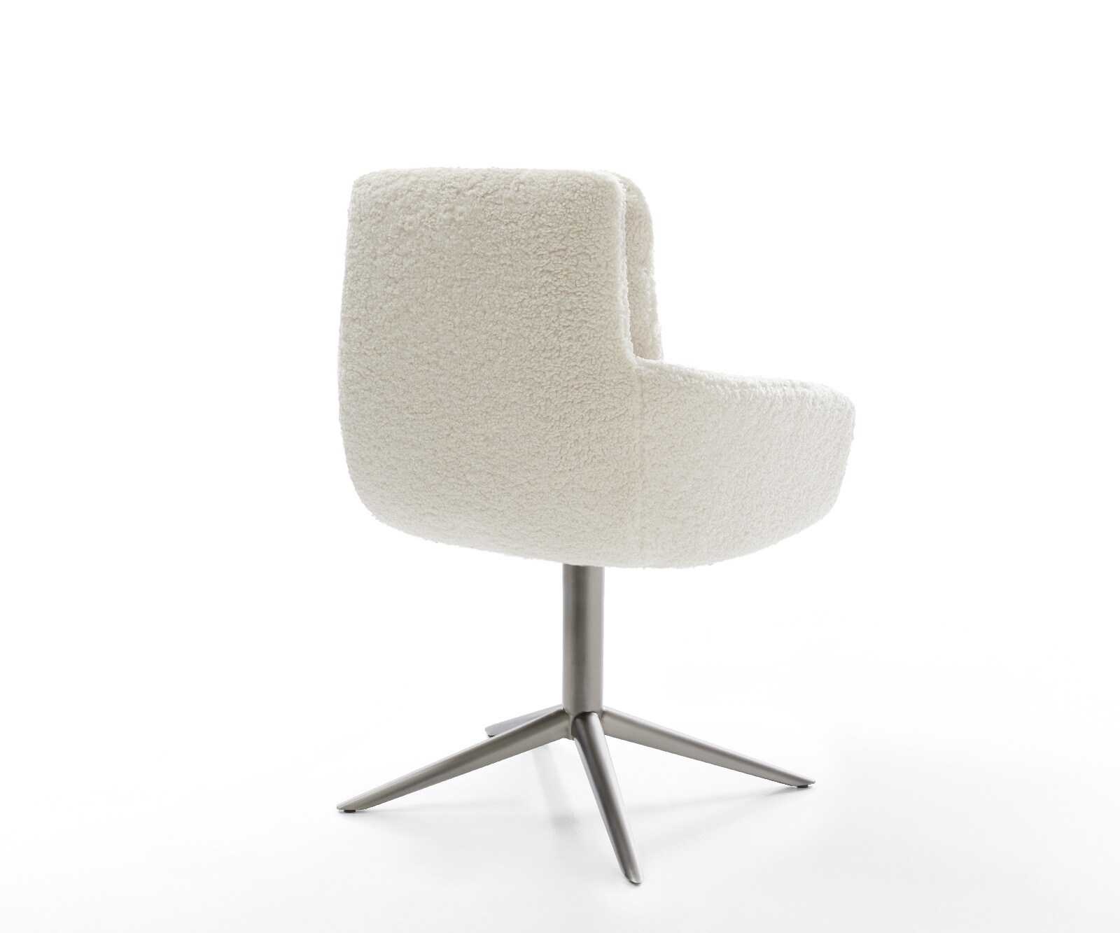 Chaise-pivotante Abelia-Flex avec accoudoirs tissu teddy beige pied de chaise 4 branches grafiete pivotement sur 360° fonction bascule 4