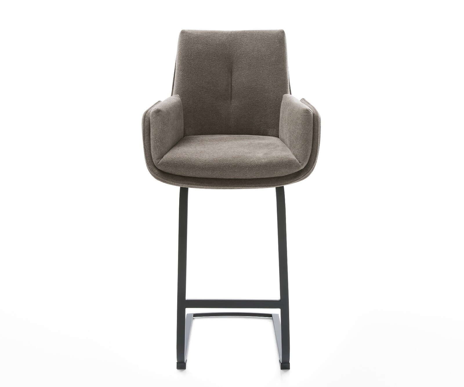 Barstuhl Clea-Flex Strukturstoff Soft Taupe Freischwinger Flach Metall Schwarz 1