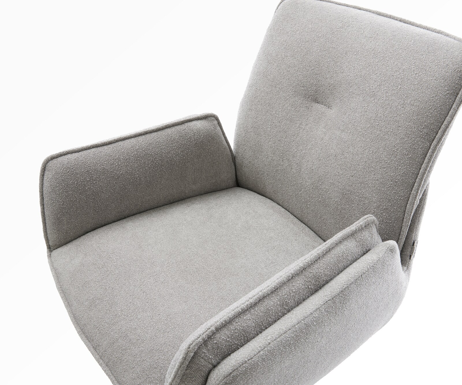 Chaise-de-bar Nela-Flex Tissu structuré doux Gris Pied trapèze acier inoxydable Argent 4