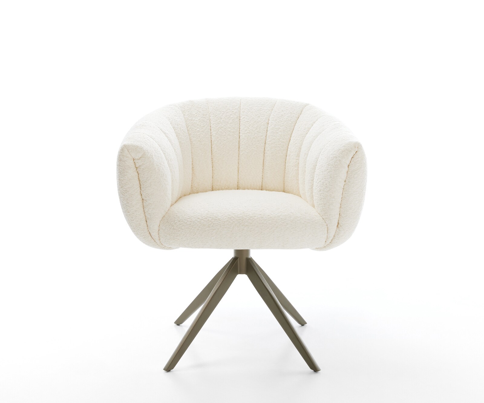 Drehstuhl Jada-Flex Bouclé Weiß Kreuzgestell breit Effektfinish Titan 360° drehbar Wippfunktion Taschenfederkern 1