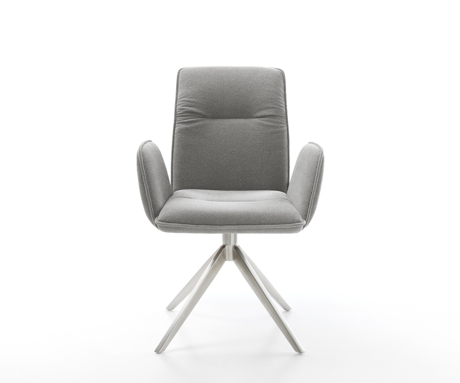 Drehstuhl Vinja-Flex Strukturstoff Soft Grau Kreuzgestell breit Edelstahl 360° drehbar Wippfunktion 2