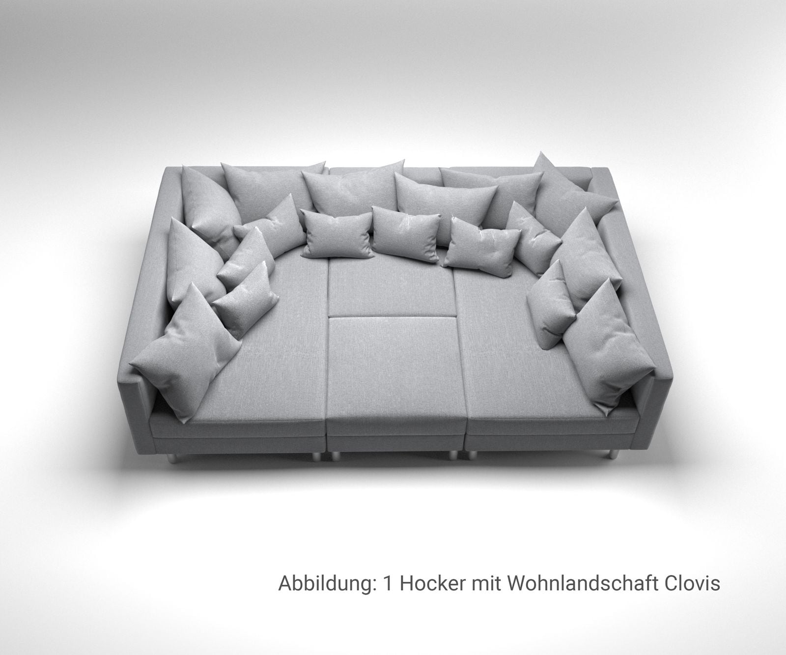Tabouret Clovis Gris L98 x P83 Module Gris Tissu plat 6 Tabouret Clovis Gris L98 x P83 Module Gris Tissu plat 6