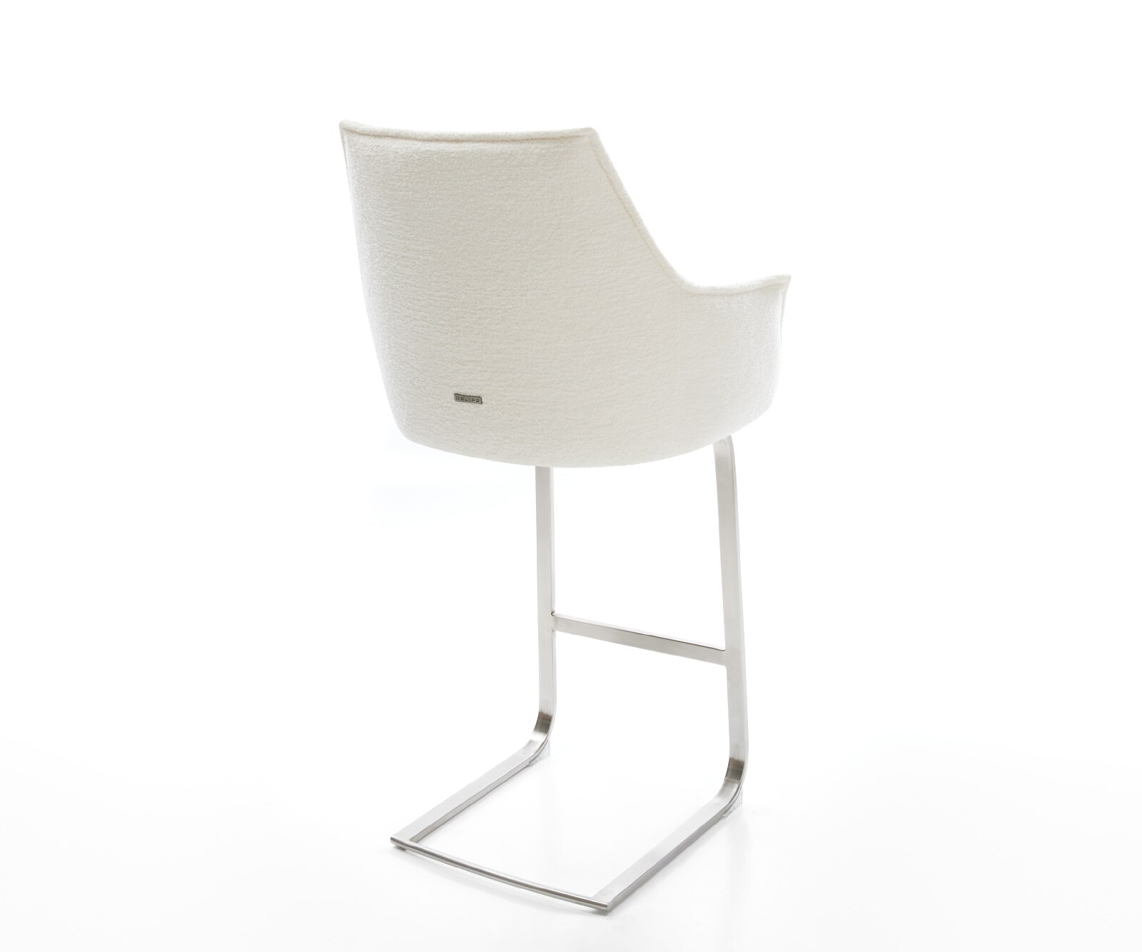 Chaise-de-bar Alja-Flex Bouclé doux Beige Pied cantilever acier inoxydable Argent Ressort ensaché 5