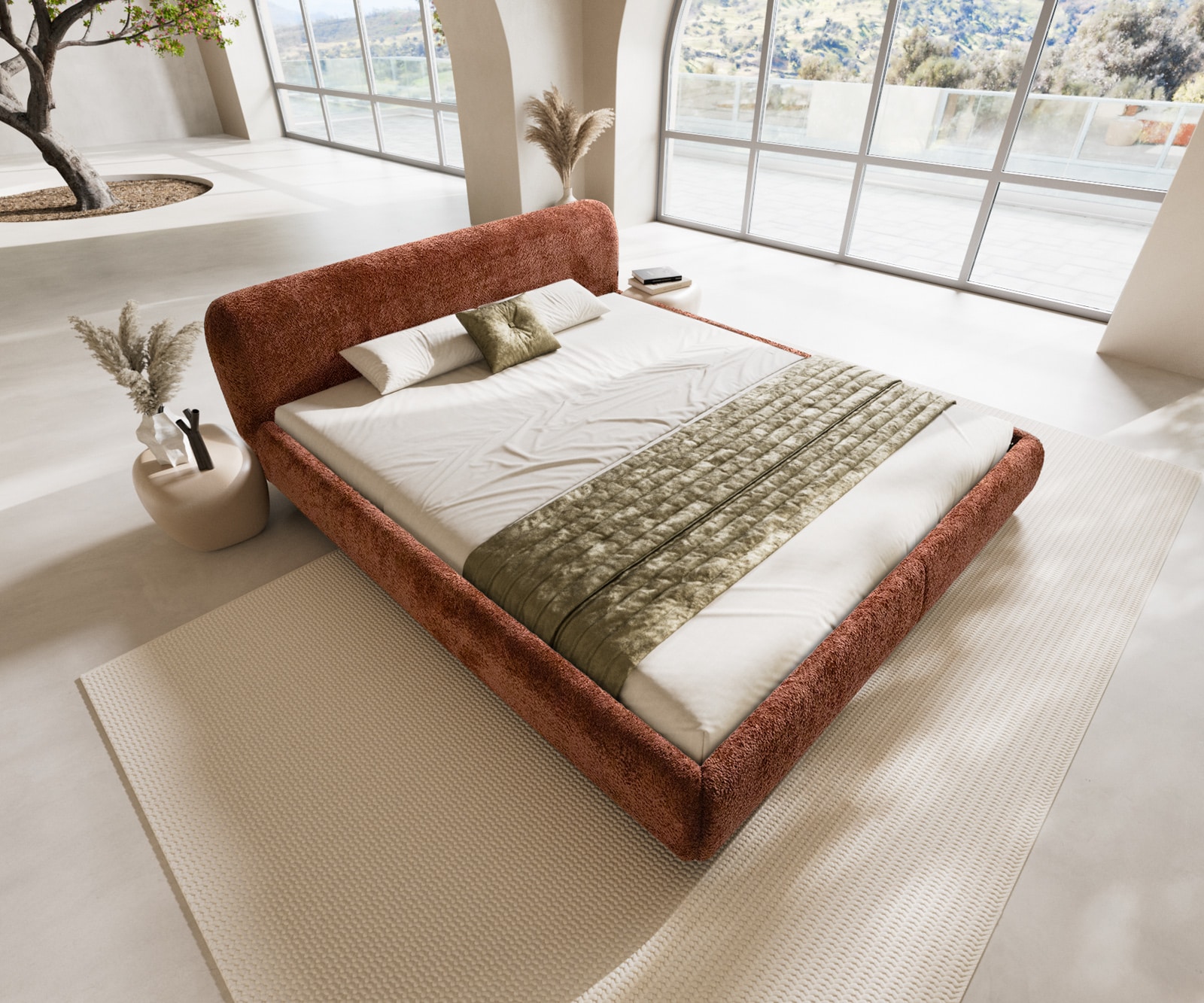 Polsterbettgestell Shona 180x200 cm Teddystoff Rost 3 Polsterbettgestell Shona 180x200 cm Teddystoff Rost 3