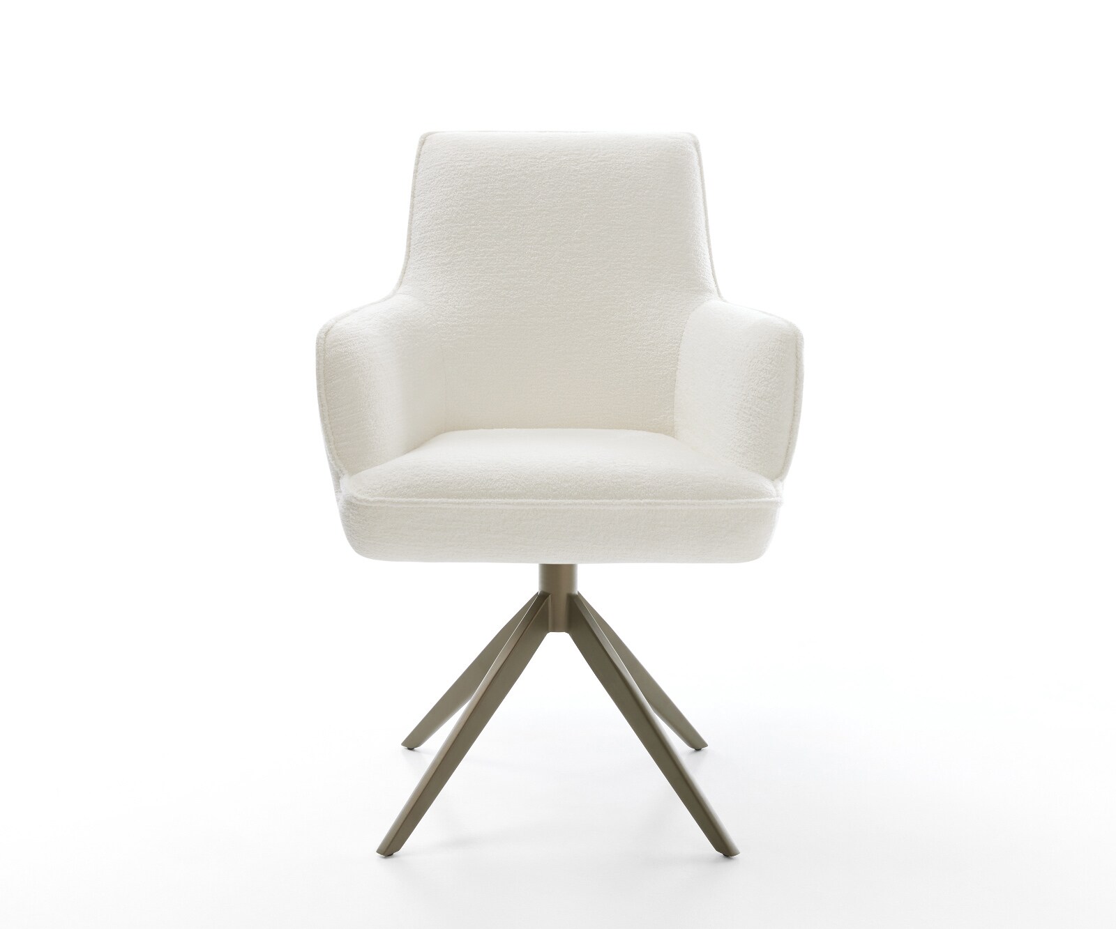 Drehstuhl Heira-Flex mit Armlehnen Bouclé Soft Beige Kreuzgestell breit Effektfinish Titan 360° drehbar Wippfunktion Taschenfederkern 1