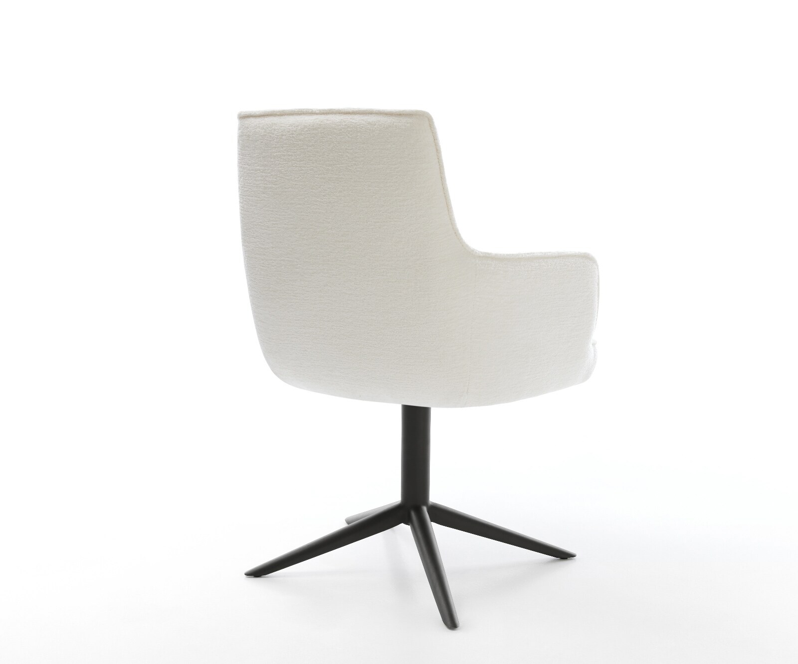 Drehstuhl Heira-Flex mit Armlehnen Bouclé Soft Beige Fußkreuz Schwarz 360° drehbar Wippfunktion Taschenfederkern 4