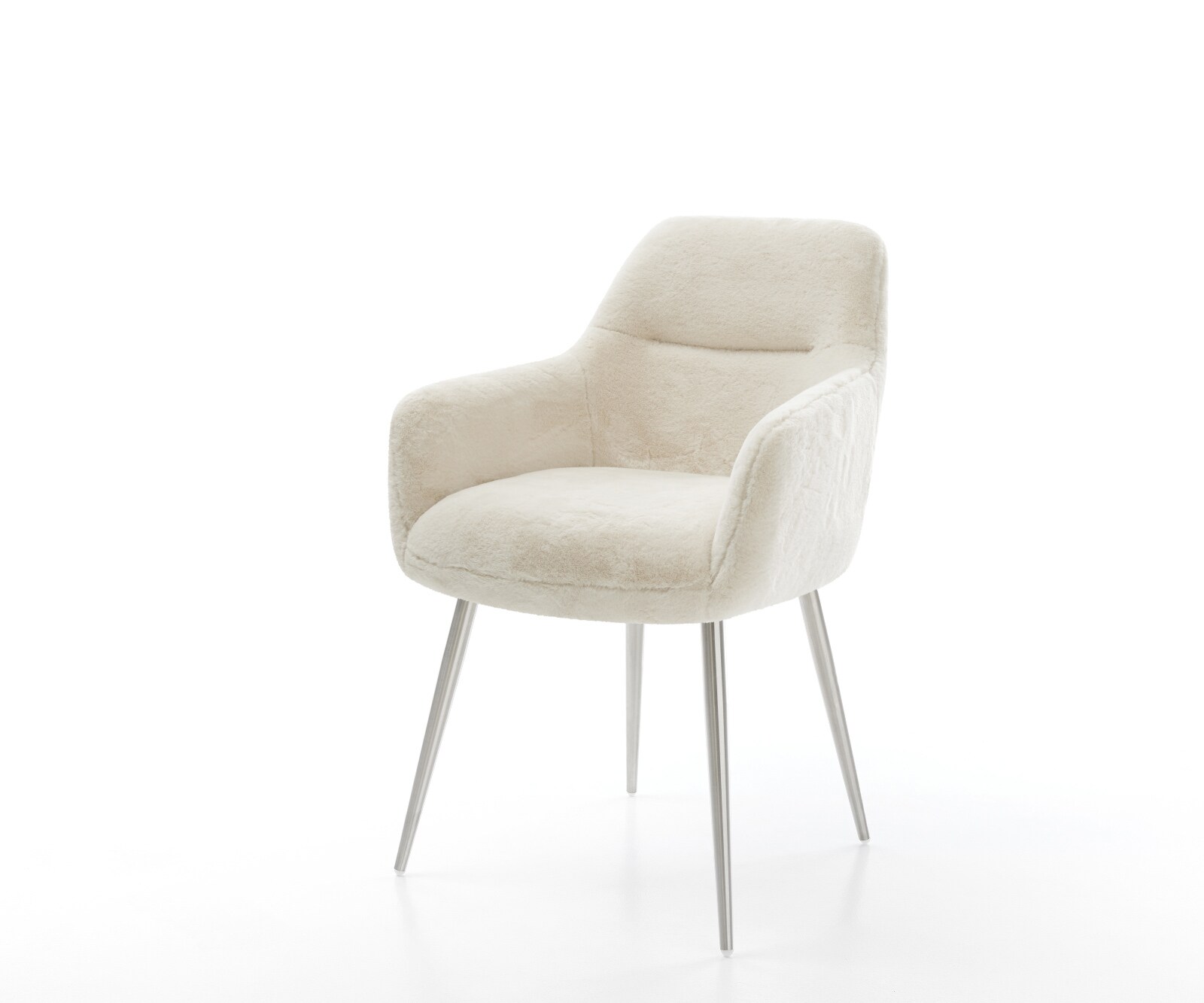 Chaise-de-salle-à-manger Pejo-Flex peluche crème-blanc 4 pieds coniques acier inoxydable resorts ensachés 1