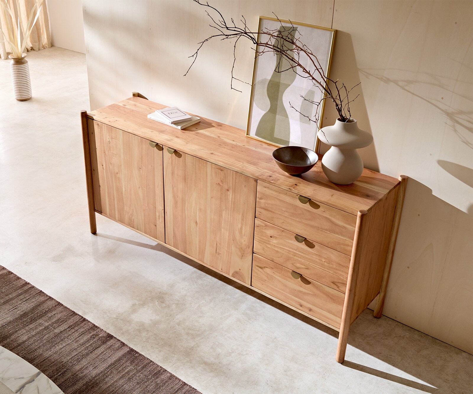 Buffet Caius 175 cm Acacia Aura 2 portes 3 tiroirs 3