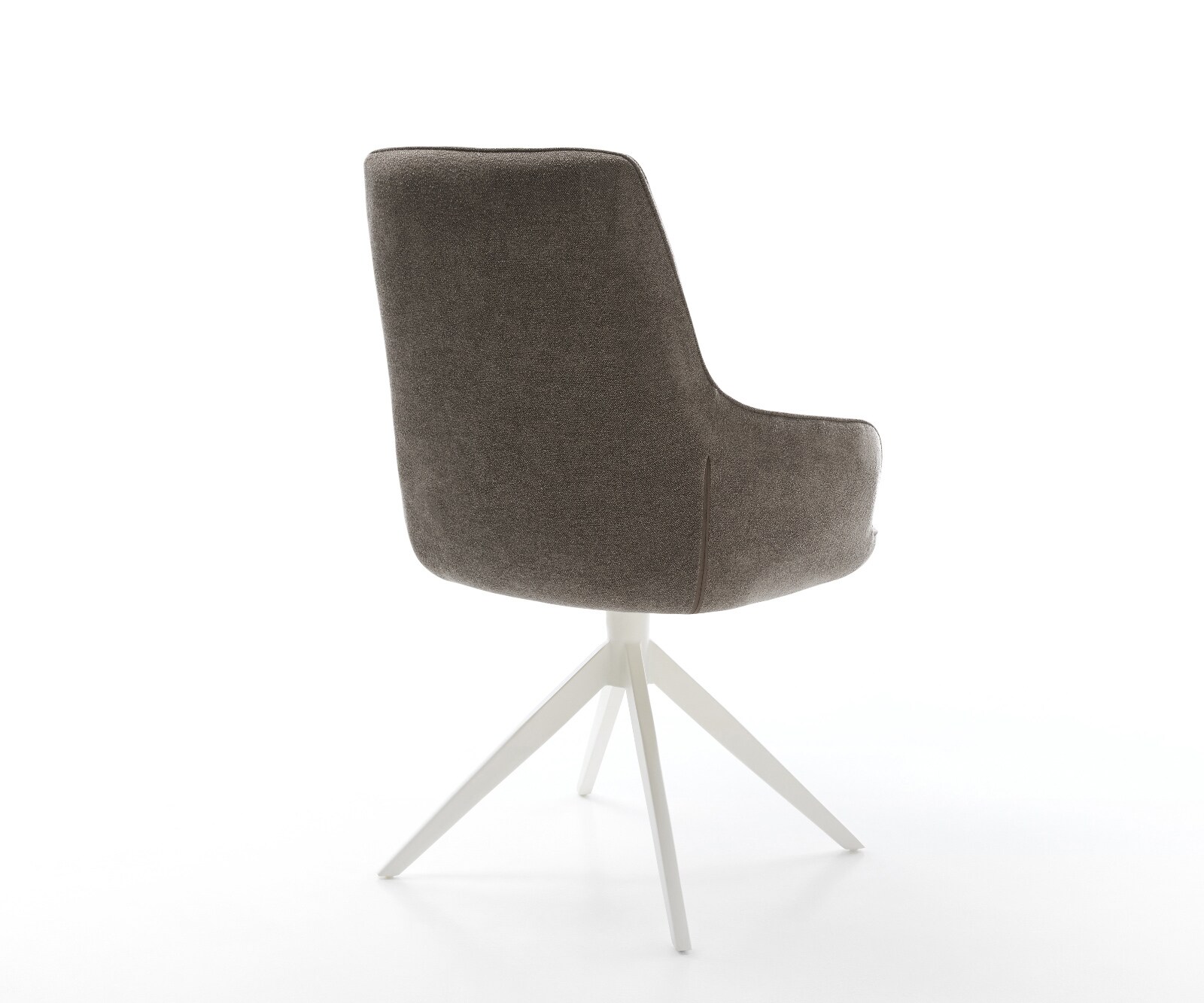 Drehstuhl Zelia-Flex mit Armlehnen Strukturstoff Soft Taupe Kreuzgestell breit Weiß 360° drehbar Wippfunktion Taschenfederkern 5