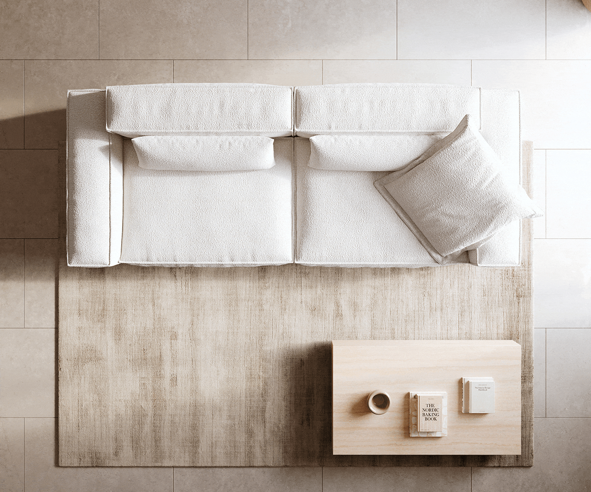 Bigsofa Freestyle 280x110 cm Bouclé Crème-blanc couture passepoilée 6