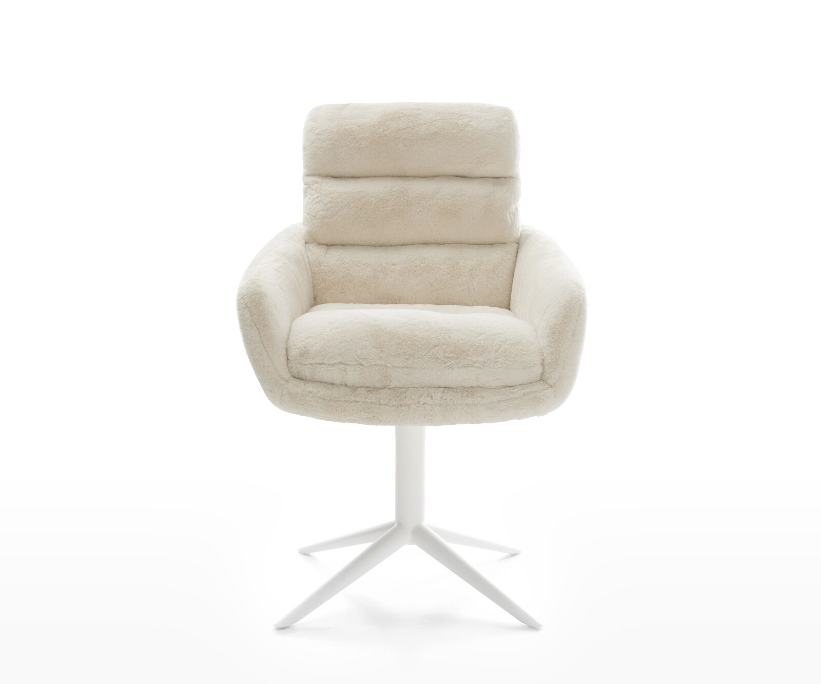 Chaise-pivotante Abelia-Flex avec accoudoirs peluche crème-blanc pied de chaise 4 branches blanc pivotement sur 360° fonction bascule 1