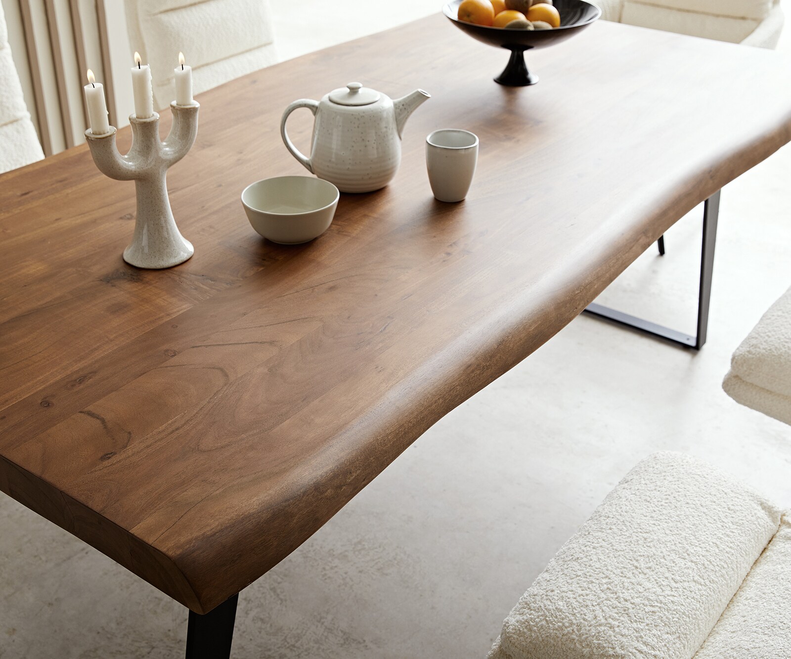 Table-à-manger Edge 200x100 XL acacia marron métal incliné Live-Edge 4