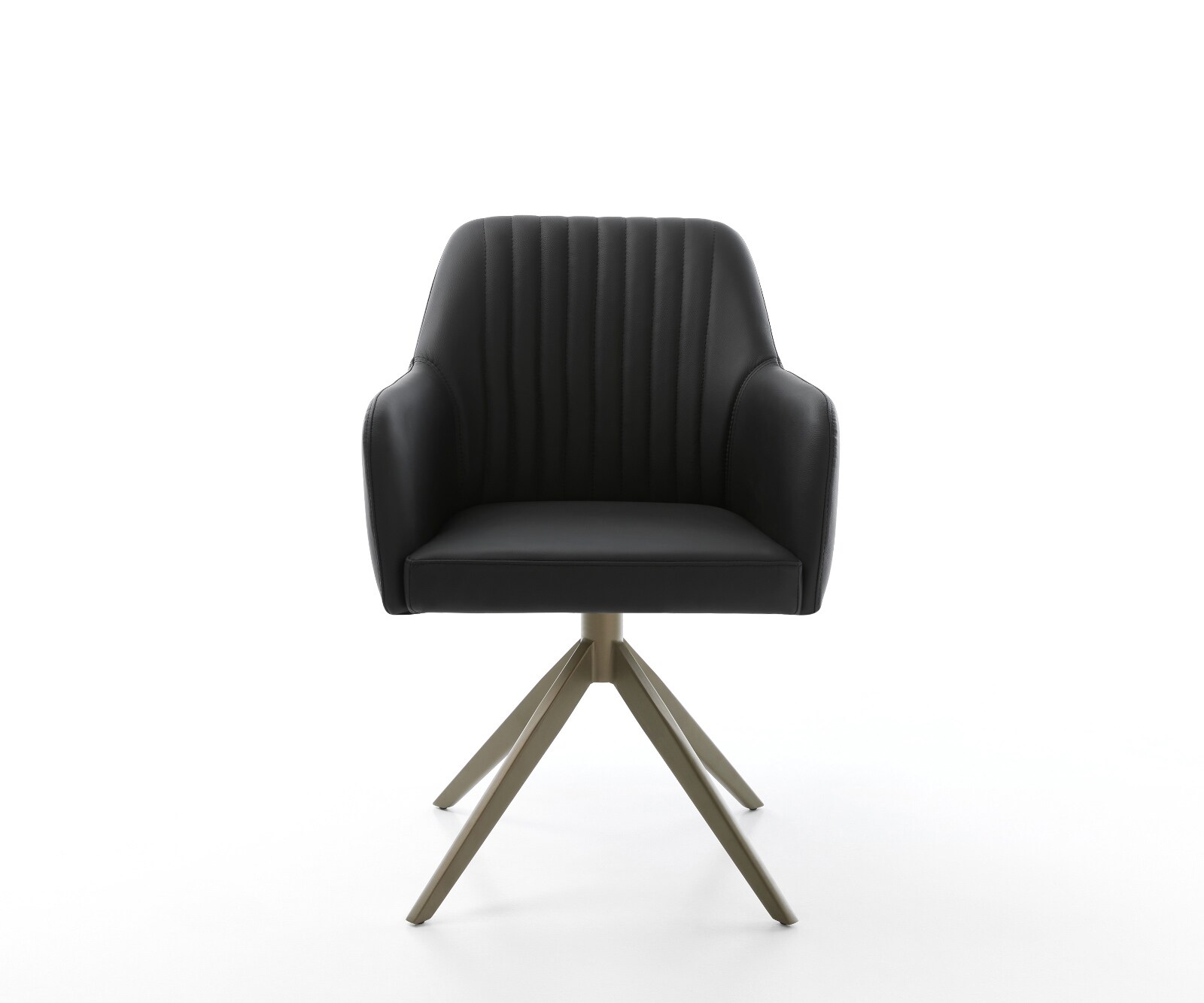 Chaise-pivotante Greg-Flex cuir de vache noir pied croisé large aspect titane pivotement sur 360° fonction bascule ressorts ensachés 1