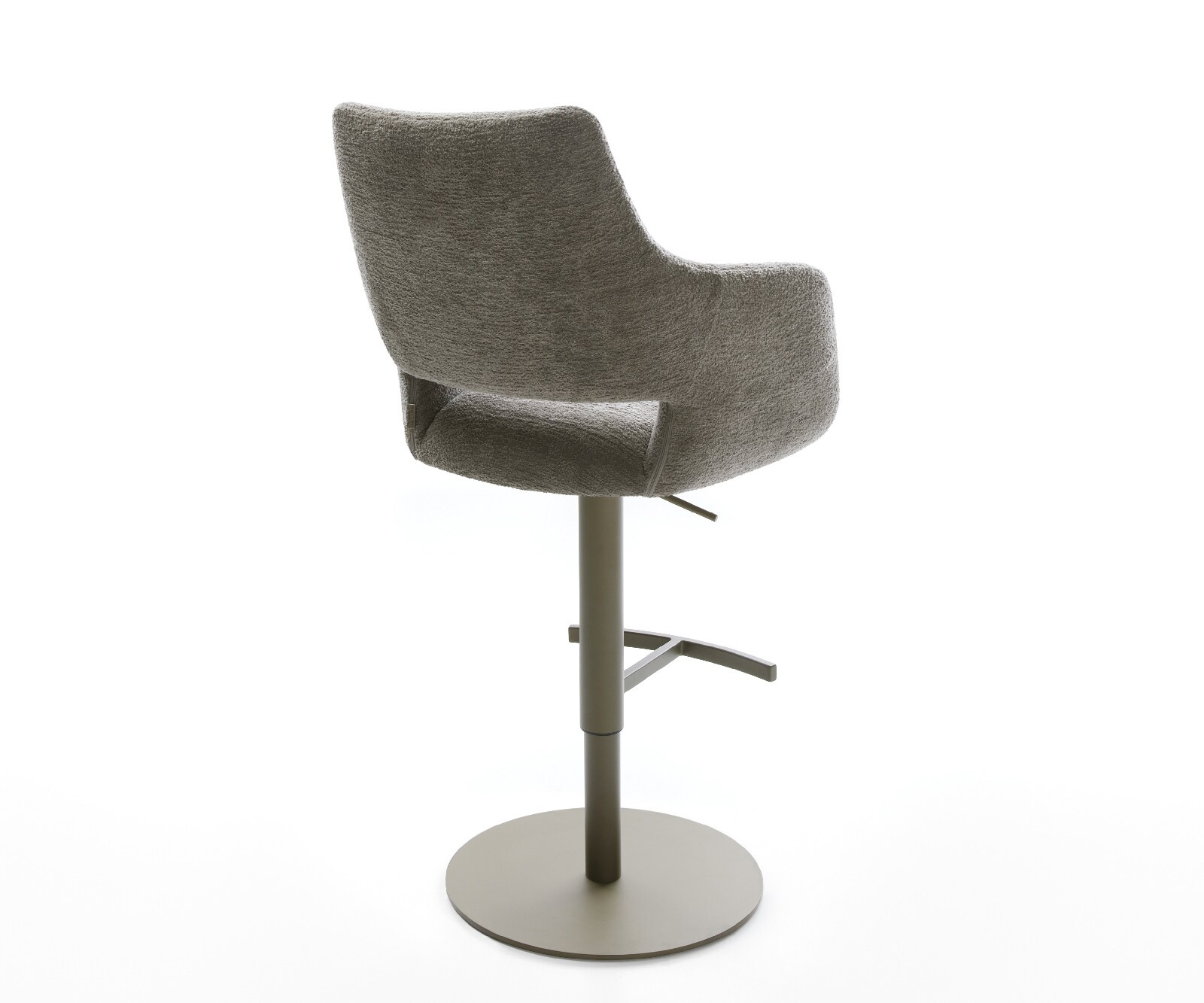 Barstuhl Yago-Flex Bouclé Soft Schlamm Drehfuß höhenverstellbar Metall Titanfarben Taschenfederkern 5