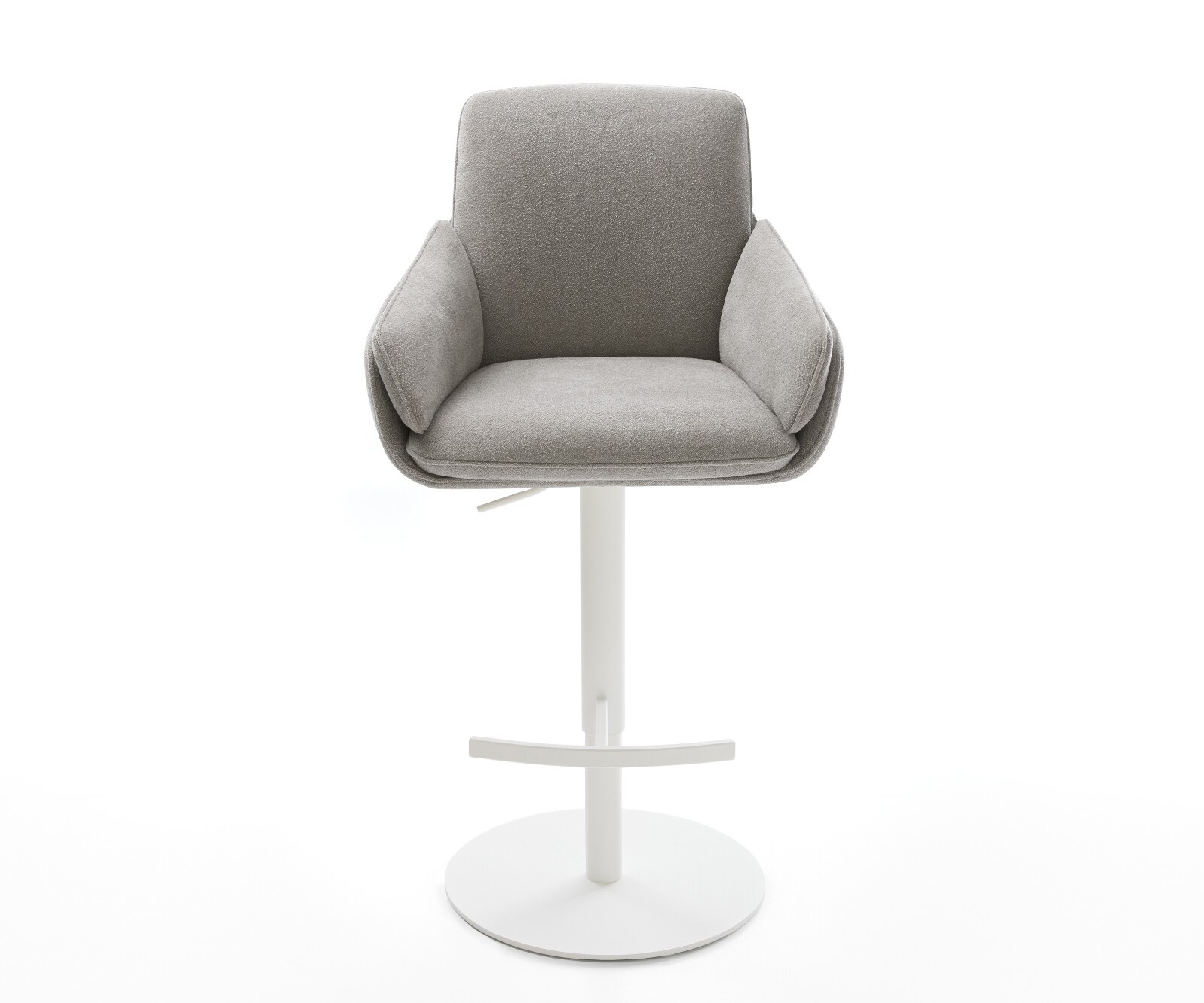 Chaise-de-bar Luan-Flex Tissu structuré doux Gris Pied pivotant réglable en hauteur blanc Blanc 2