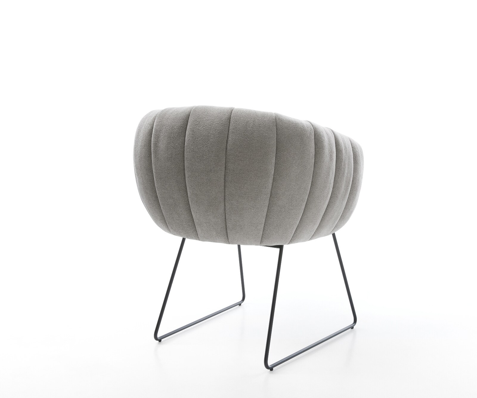 Chaise-de-salle-à-manger Jada-Flex tissu structuré doux gris pied trapèze noir ressorts ensachés 5