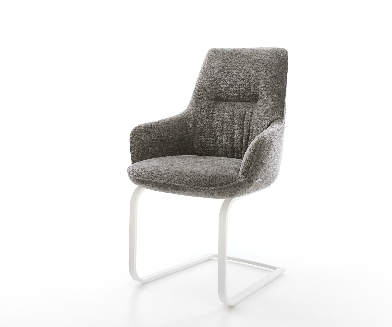 Freischwinger Zelia-Flex mit Armlehnen Bouclé Soft Schlamm Freischwinger flach Weiß Taschenfederkern 1