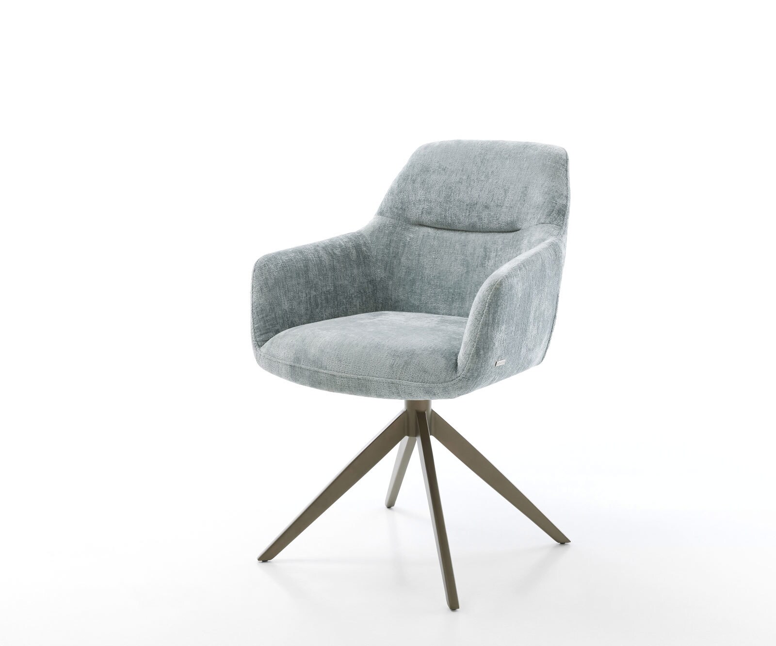 Drehstuhl Pejo-Flex Chenille Pastellblau Kreuzgestell breit Effektfinish Titan 360° drehbar Wippfunktion Taschenfederkern