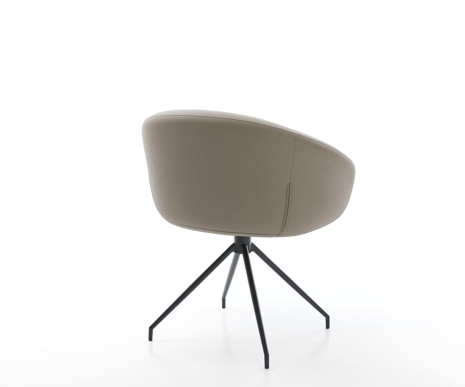 Chaise-pivotante Vinka-Flex avec accoudoirs cuir de vache couleur boue pied croisé conique noir pivotement sur 180° ressorts ensachés 5