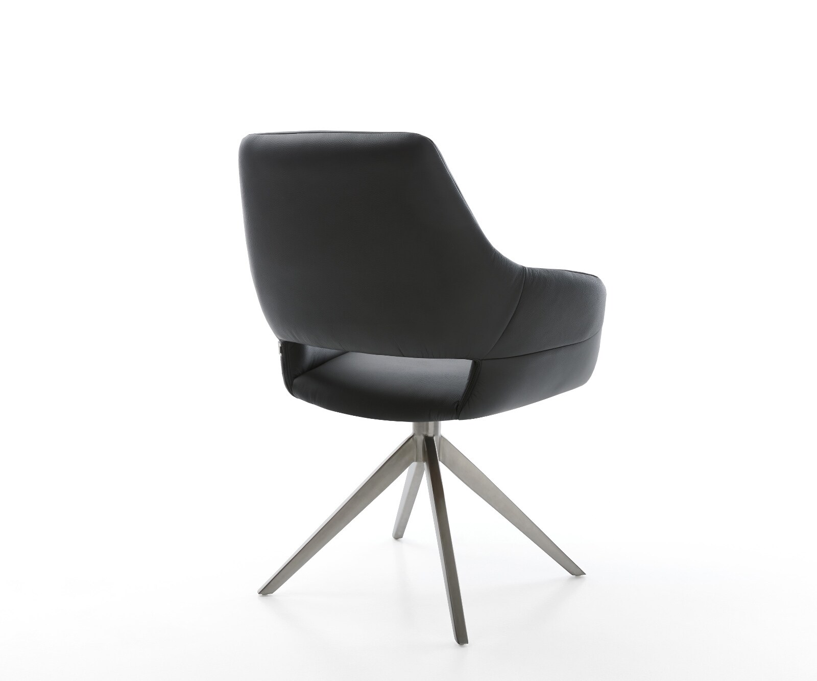 Chaise-pivotante Yago-Flex avec accoudoirs cuir de vache noir pied croisé large grafiete pivotement sur 360° fonction bascule ressorts ensachés 4