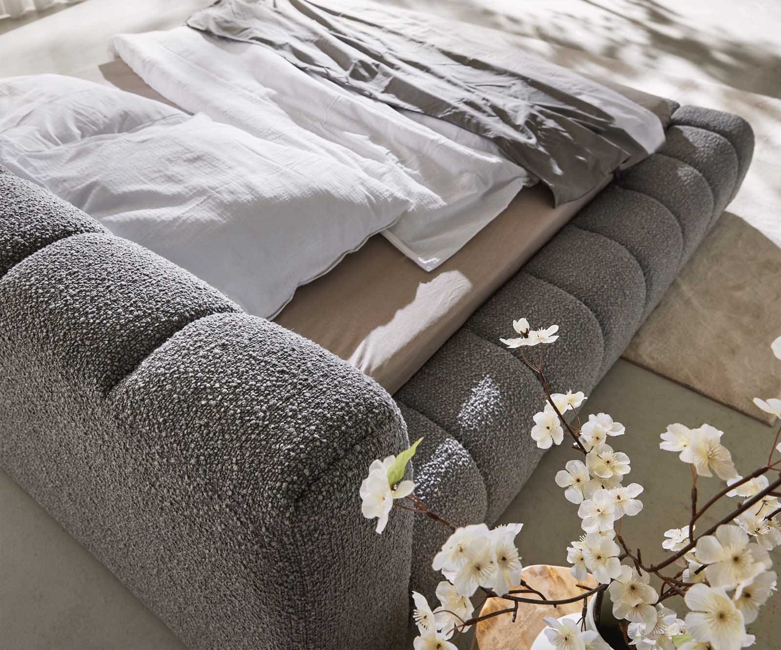 Polsterbettgestell Cutio 140x200 cm Bouclé Silbergrau 6 Polsterbettgestell Cutio 140x200 cm Bouclé Silbergrau 6