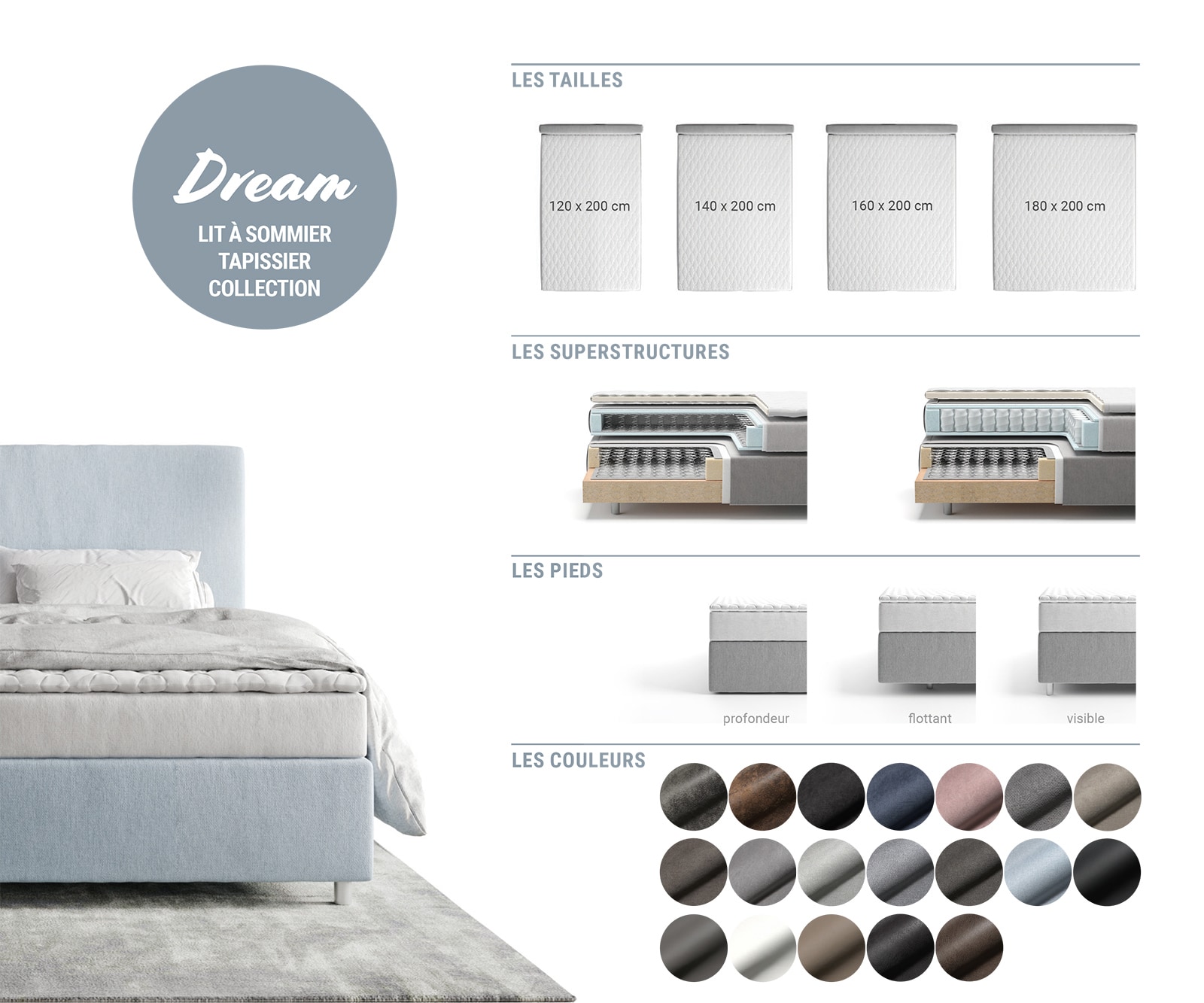 Boxspringbett Dream-Fine 140x200 cm Mikrofaser Beige mit TFK Matratze und Visco Topper 9