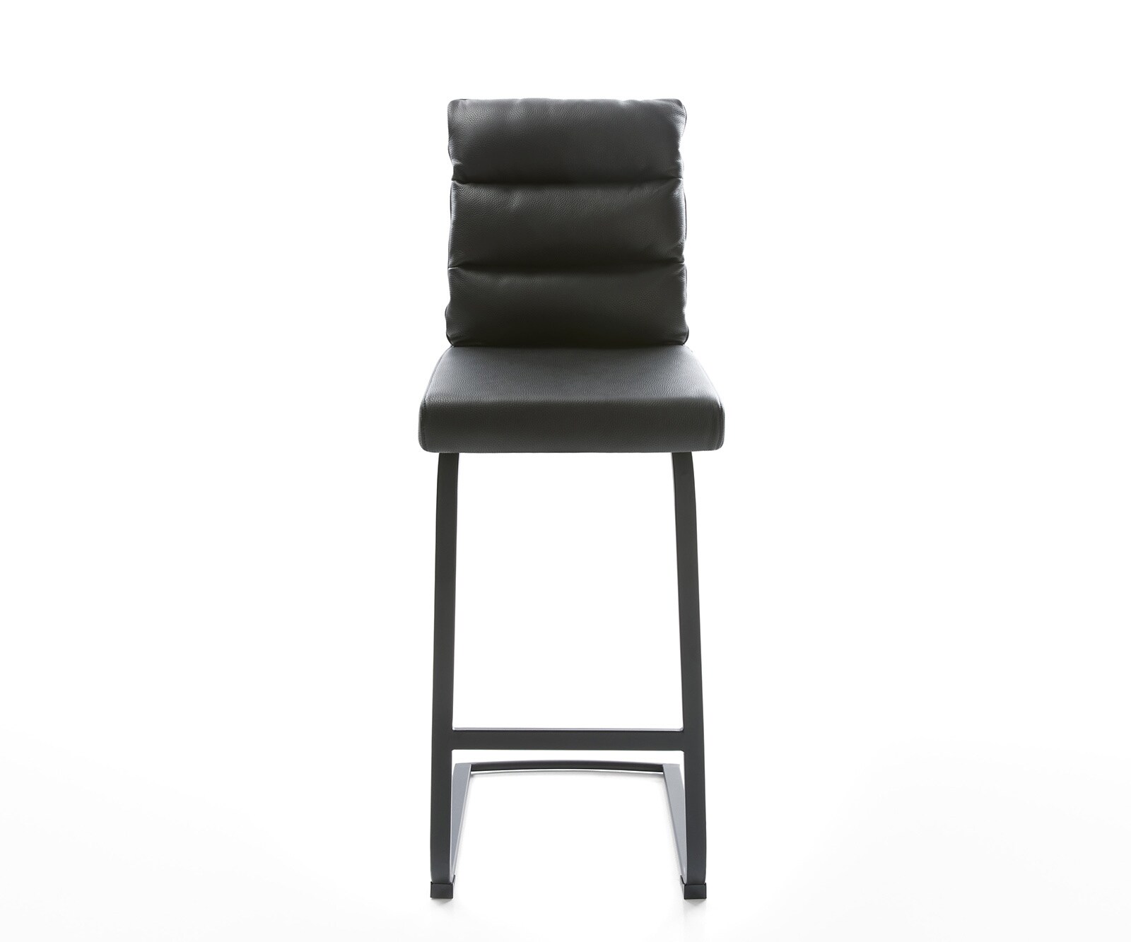 Barstuhl Pela-Flex Echt-Leder Schwarz Freischwinger flach Metall 2