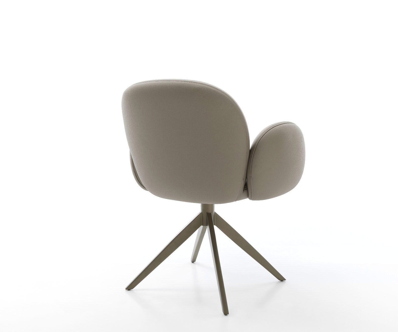 Drehstuhl Nube-Flex mit Armlehnen Echt-Leder Schlamm Kreuzgestell breit Effektfinish Titan 360° drehbar Wippfunktion Taschenfederkern 4