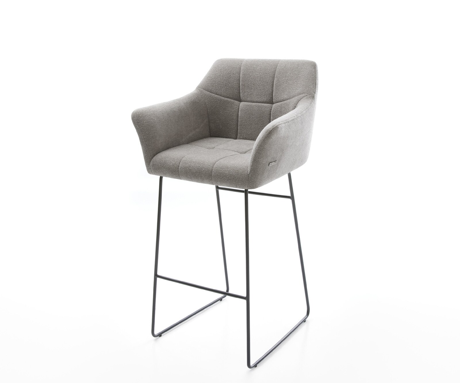 Chaise-de-bar Yulo-Flex Tissu structuré doux Gris Pied trapèze noir Noir