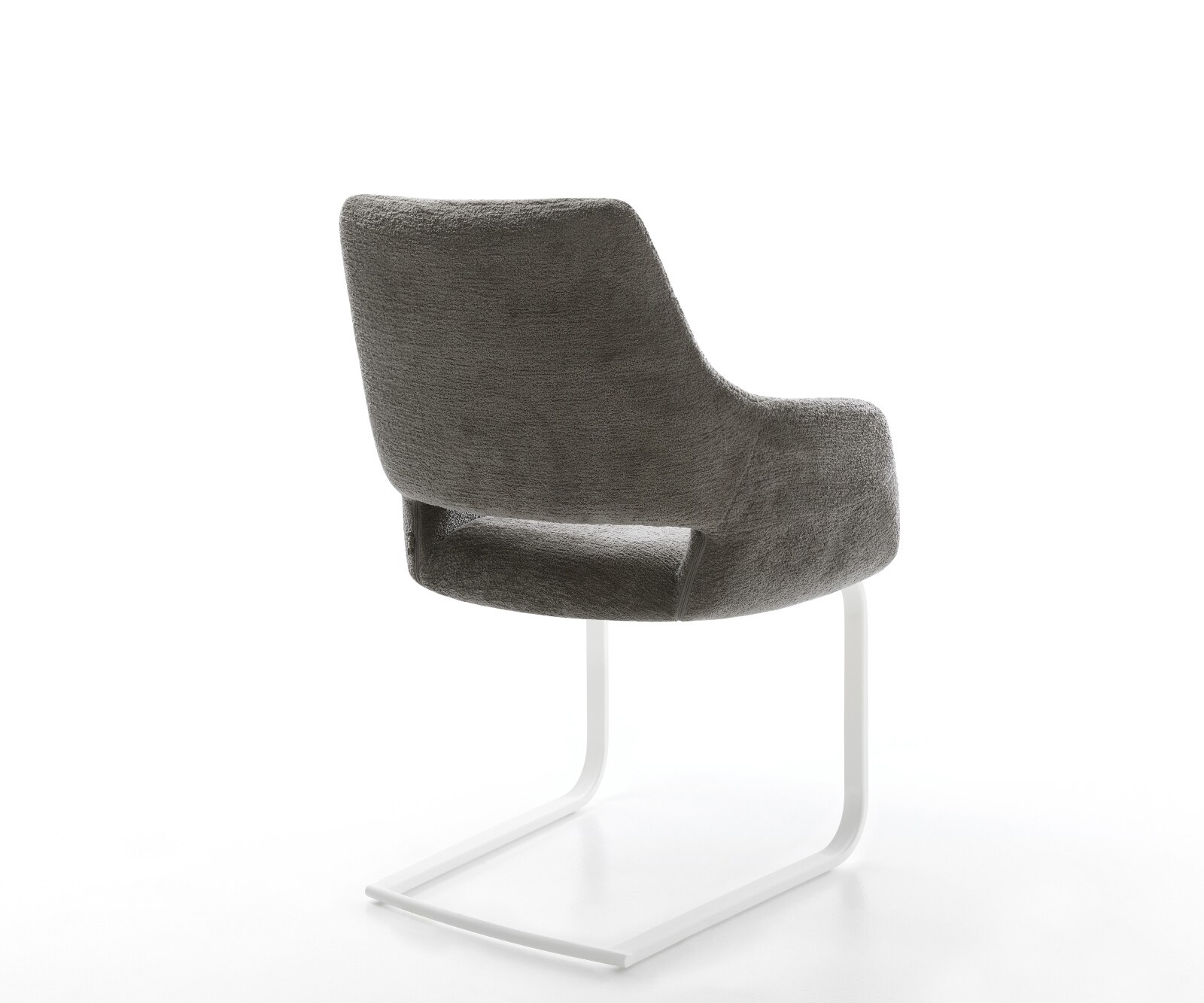 Cantilever Yago-Flex avec accoudoirs bouclé doux couleur boue pied cantilever plat blanc resorts ensachés 4