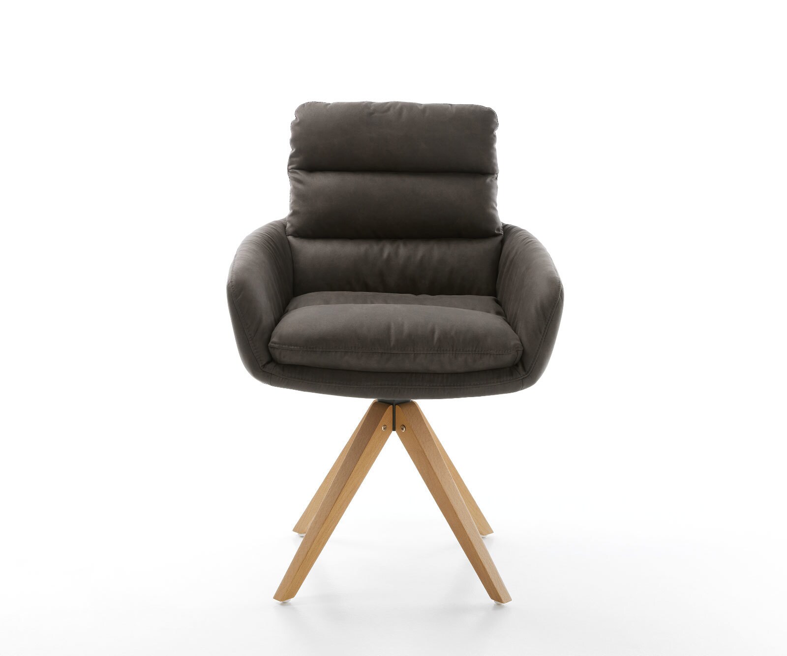 Chaise-de-salle-à-manger Abelia-Flex avec accoudoirs microvelours anthracite vintage pied en bois angulaire naturel 1
