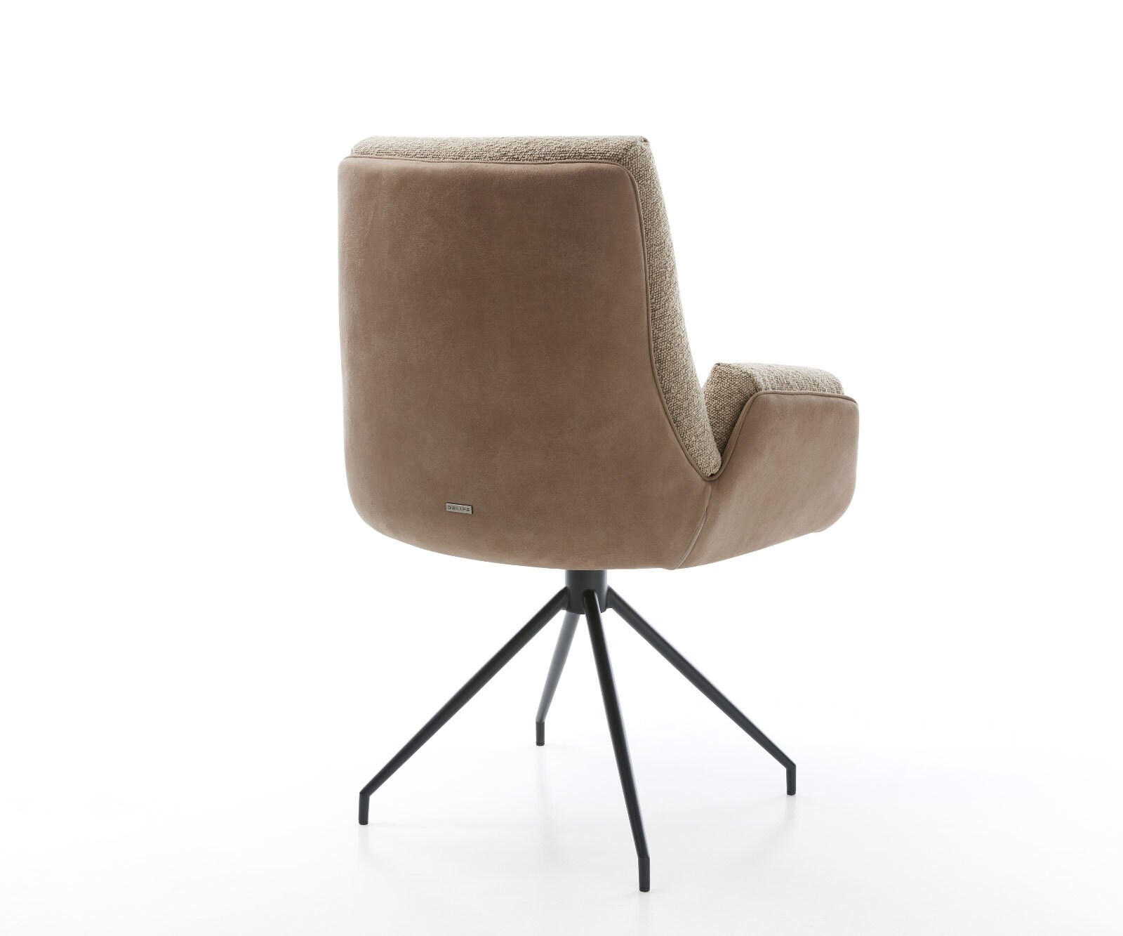 Chaise-pivotante Clea-Flex tissu mixte couleur boue pied croisé conique noir pivotement sur 180° 4