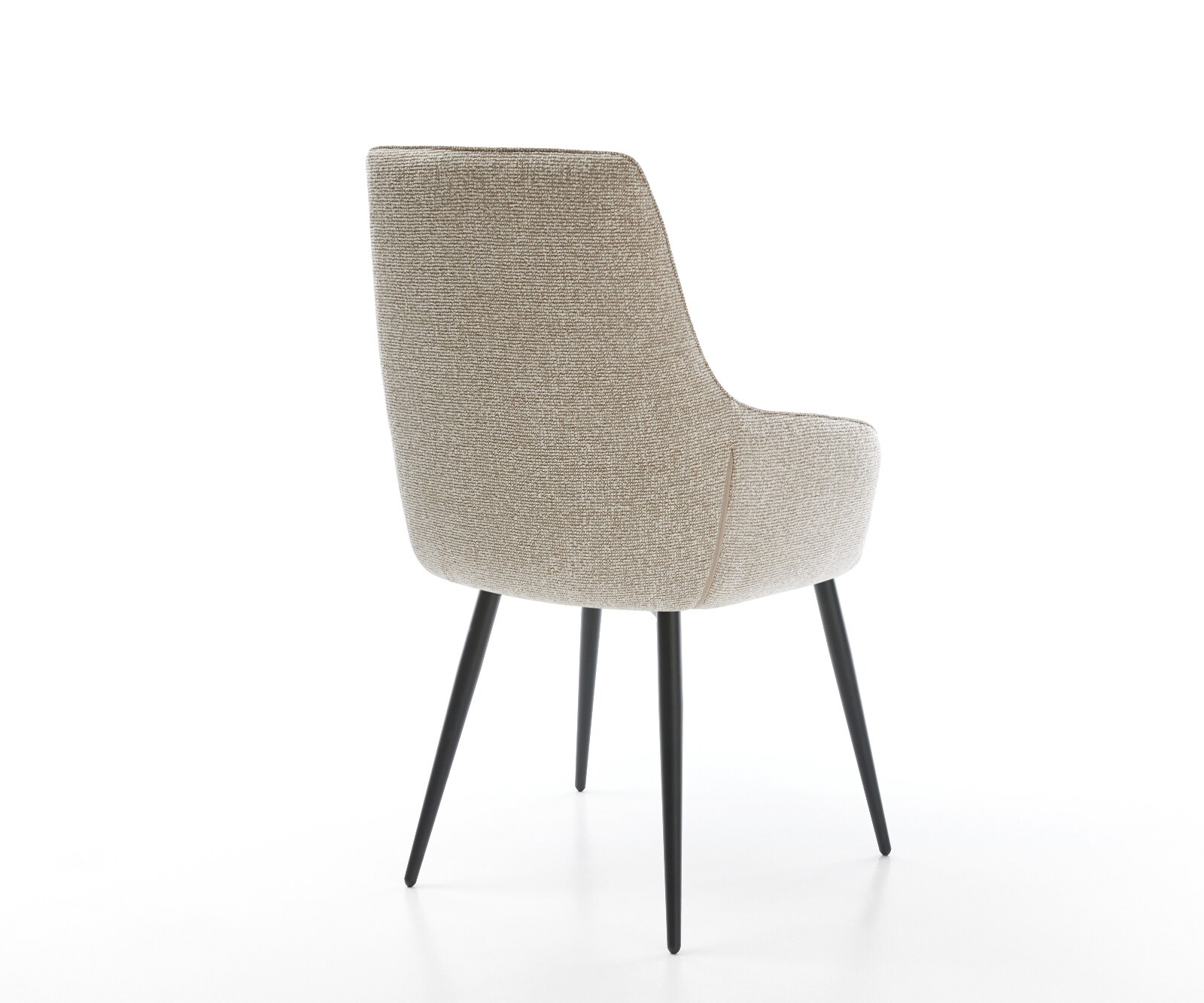 Chaise-de-salle-à-manger Zelia-Flex avec accoudoirs tissu tissé doux beige 4 pieds coniques noir resorts ensachés 4