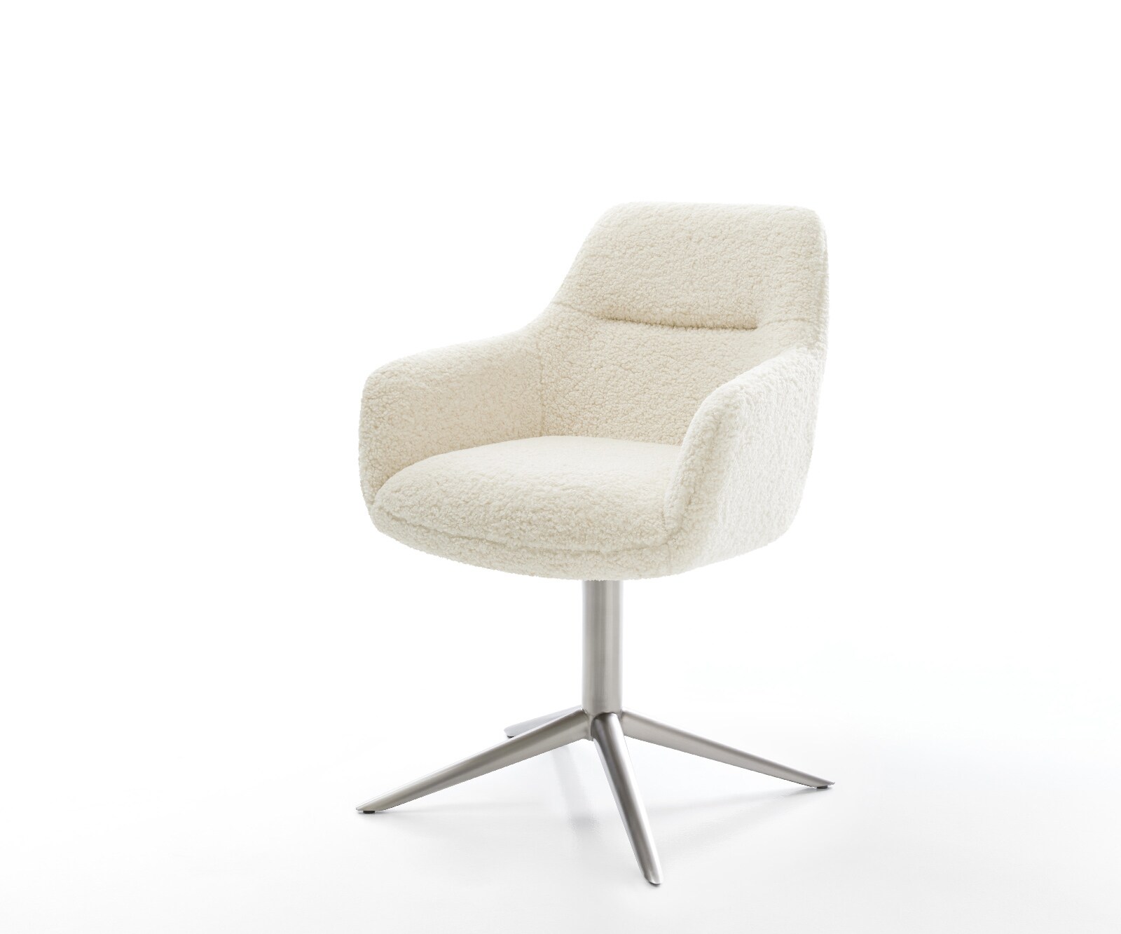 Chaise-pivotante Pejo-Flex tissu teddy beige pied de chaise 4 branches acier inoxydable pivotement sur 360° fonction bascule resorts ensachés