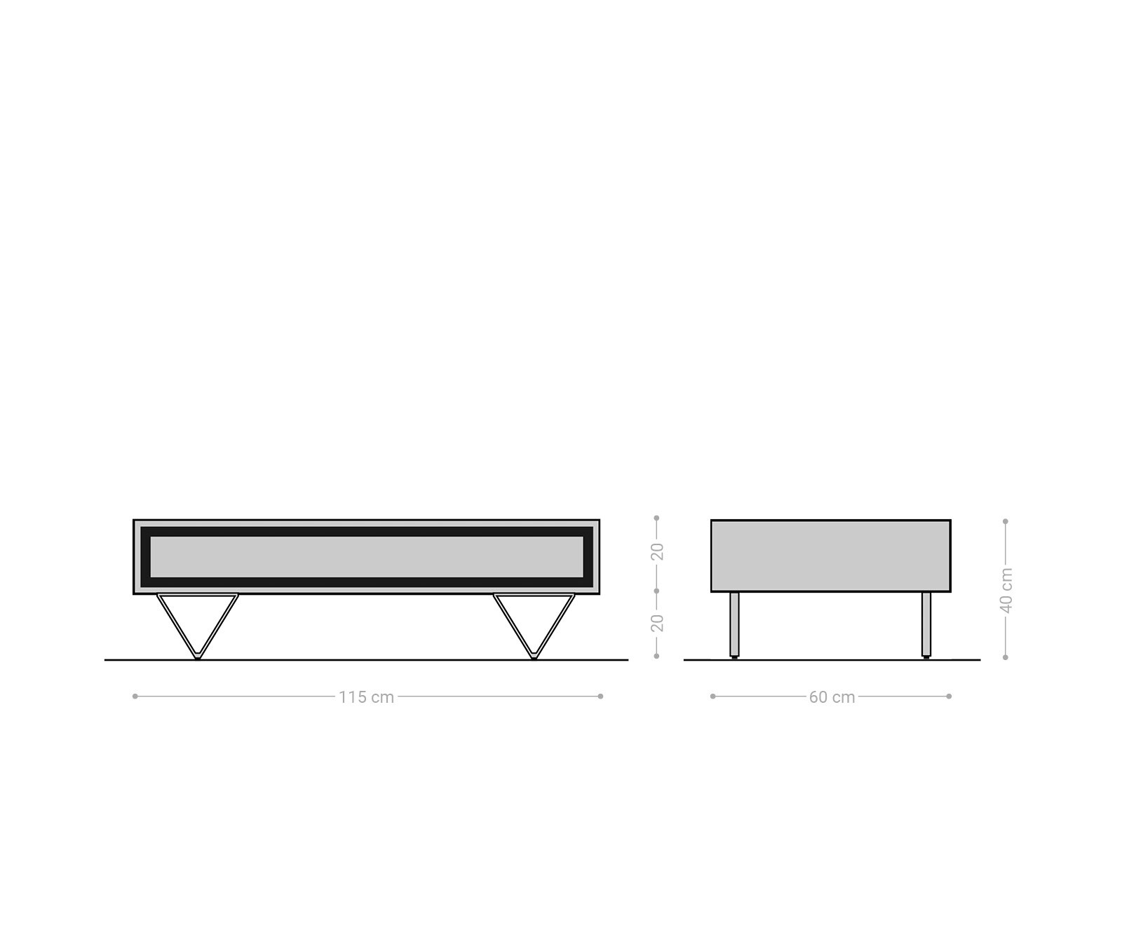 Table basse Stonegrace 115x60 acacia nature 1 tiroir placage en pierre pieds en V 6
