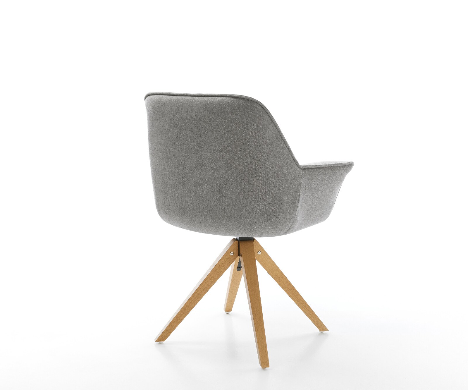 Drehstuhl Keila-Flex mit Armlehnen Strukturstoff Soft Grau Holzgestell kantig Natur 180° drehbar 5