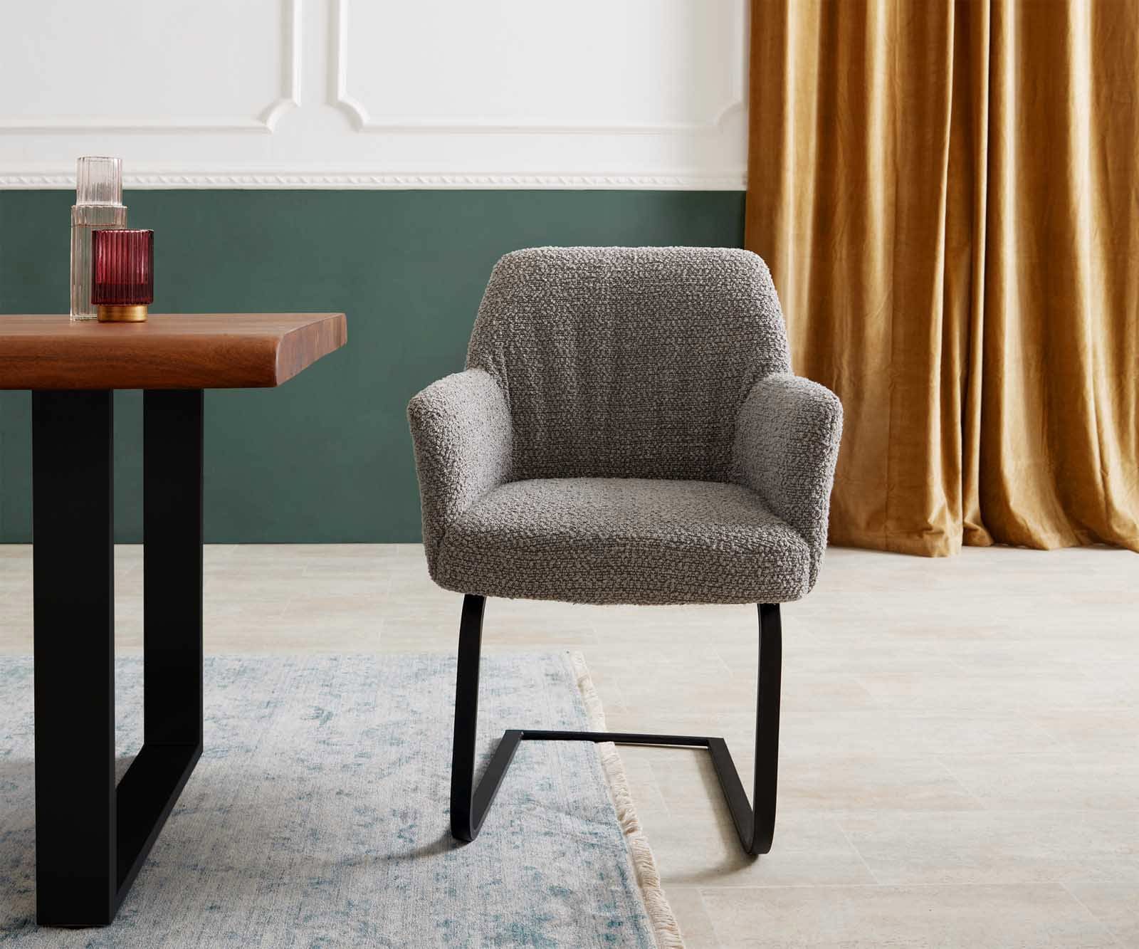 Freischwinger Xana-Flex mit Armlehnen Bouclé Silbergrau Freischwinger flach Schwarz Taschenfederkern 1 Freischwinger Xana-Flex mit Armlehnen Bouclé Silbergrau Freischwinger flach Schwarz Taschenfederkern 1