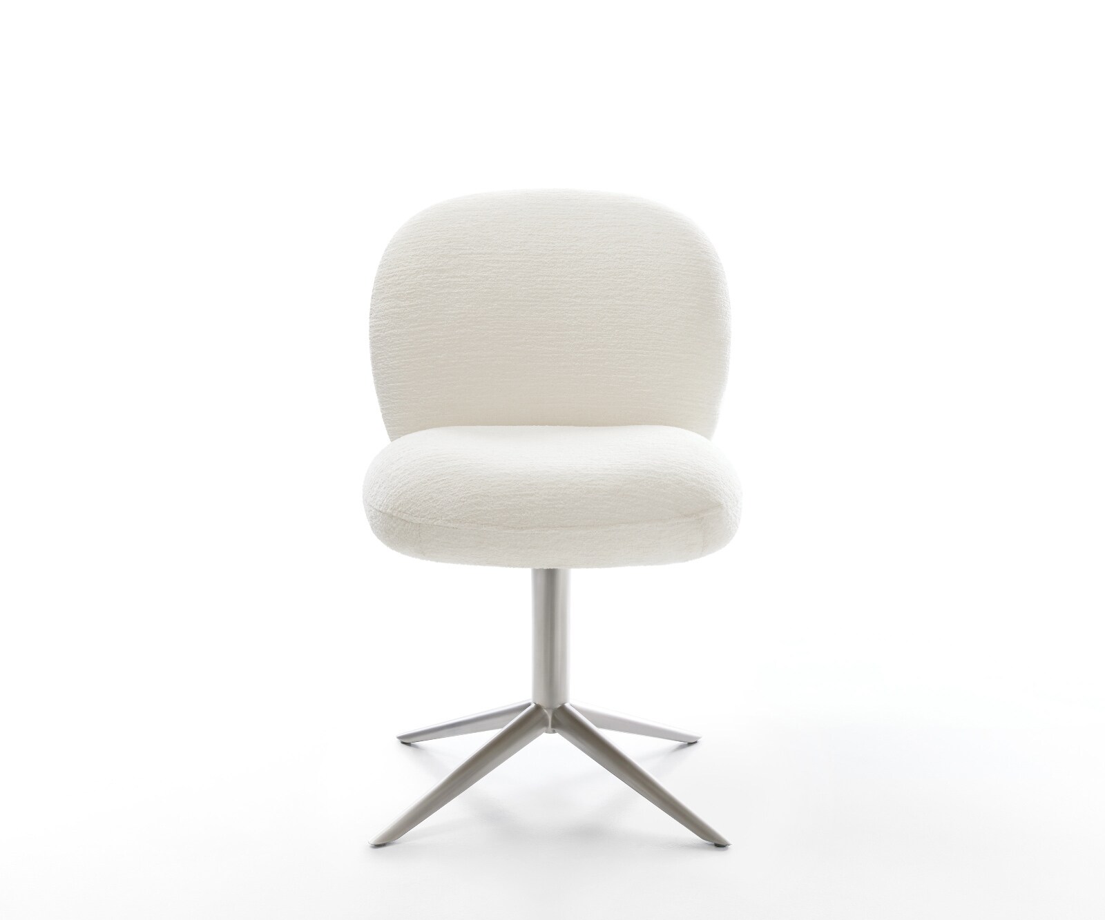 Drehstuhl Nube-Flex Bouclé Soft Beige Fußkreuz Edelstahl 360° drehbar Wippfunktion Taschenfederkern 1