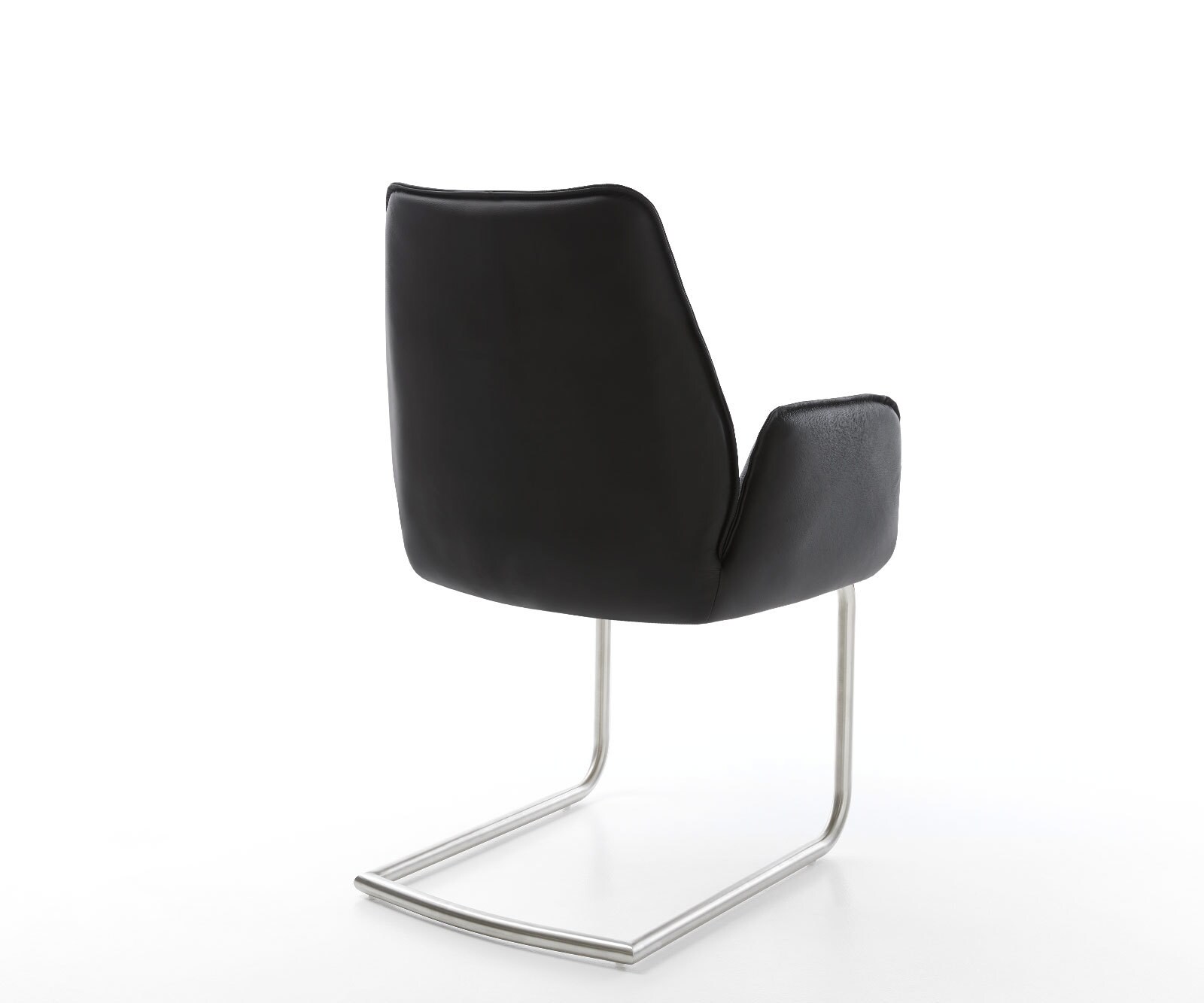 Cantilever Zoa-Flex cuir de vache noir pied cantilever rond acier inoxydable brossé ressorts ensachés 5