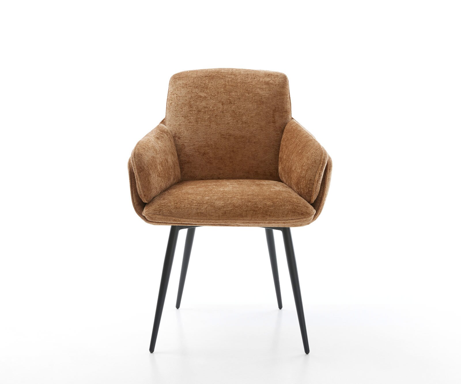 Chaise-de-salle-à-manger Luan-Flex avec accoudoirs chenille rouille 4 pieds coniques noir 1