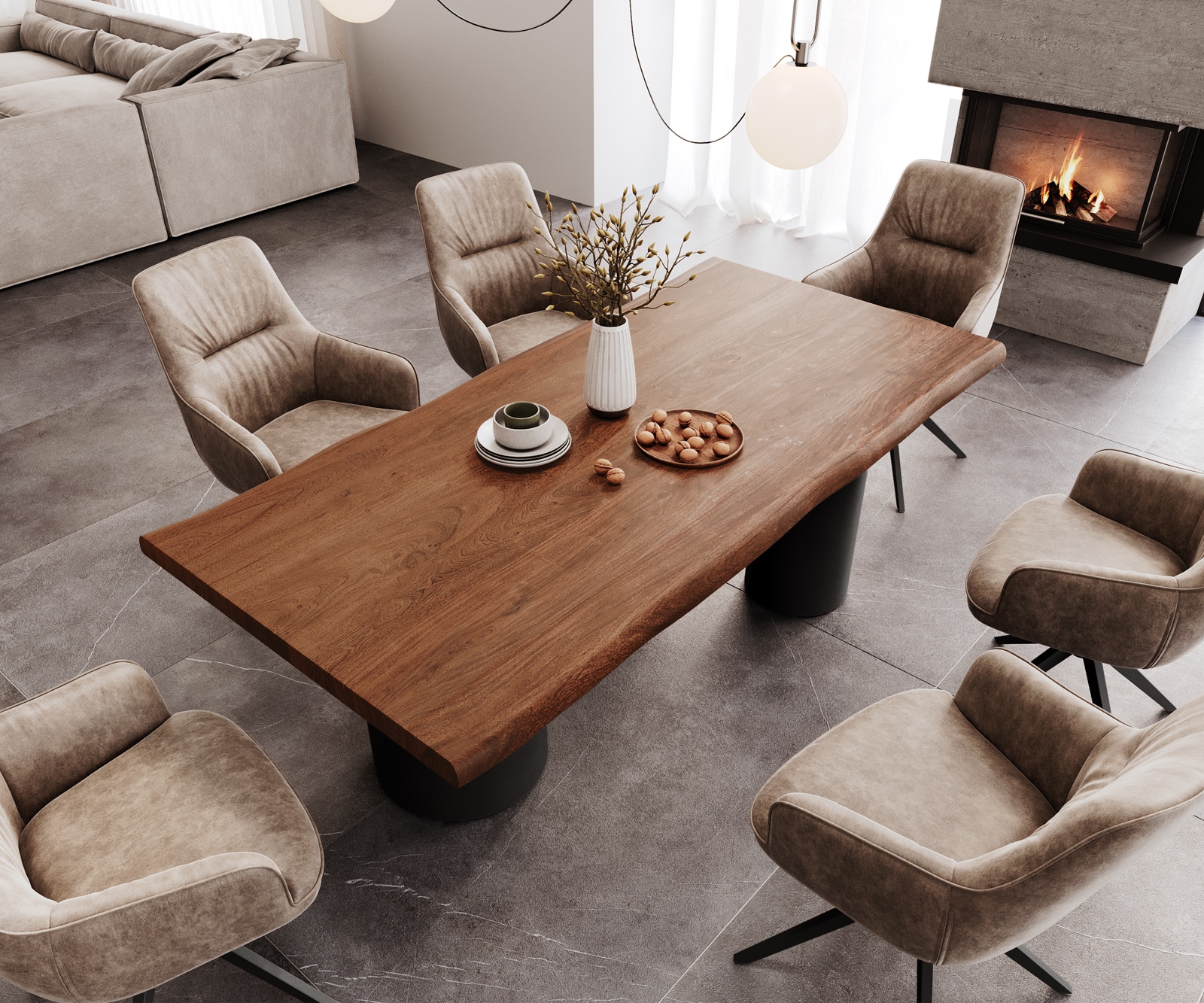 Esstisch Edge 200x100 XL Akazie Braun Troa Metall Schwarz Live-Edge 4