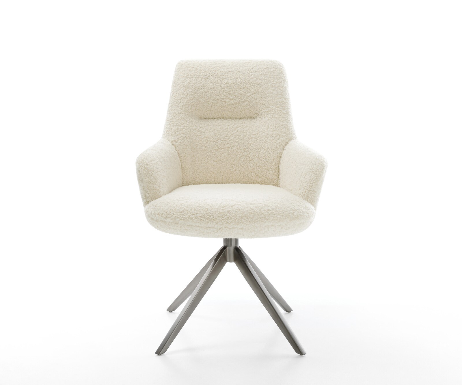 Chaise-pivotante Zelia-Flex avec accoudoirs tissu teddy beige pied croisé large grafiete pivotement sur 360° fonction bascule resorts ensachés 2