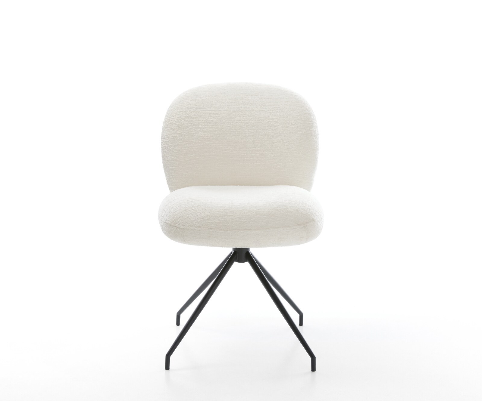 Esszimmerstuhl Nube-Flex Bouclé Soft Beige Kreuzgestell konisch Schwarz Taschenfederkern 1