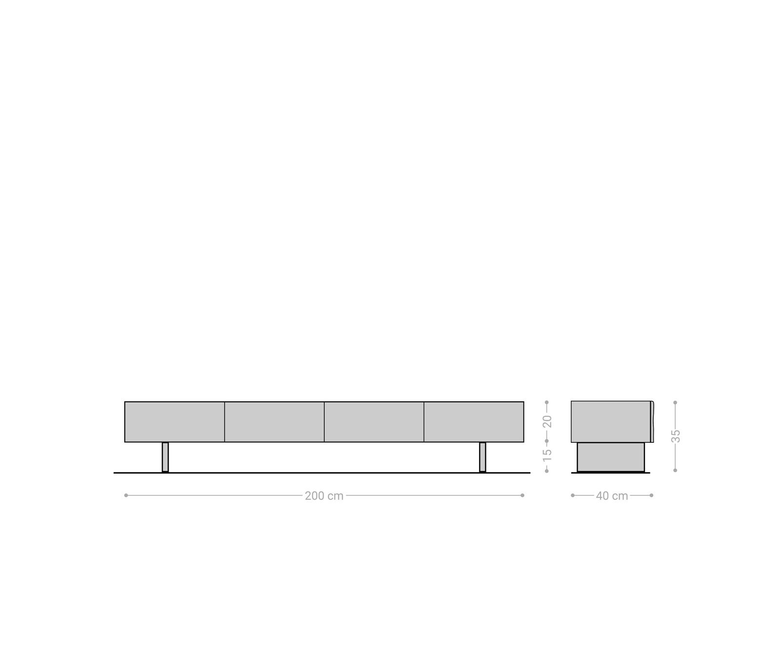 Meuble TV New Live-Edge 200 cm acacia naturel 4 portes pied acrylique 7