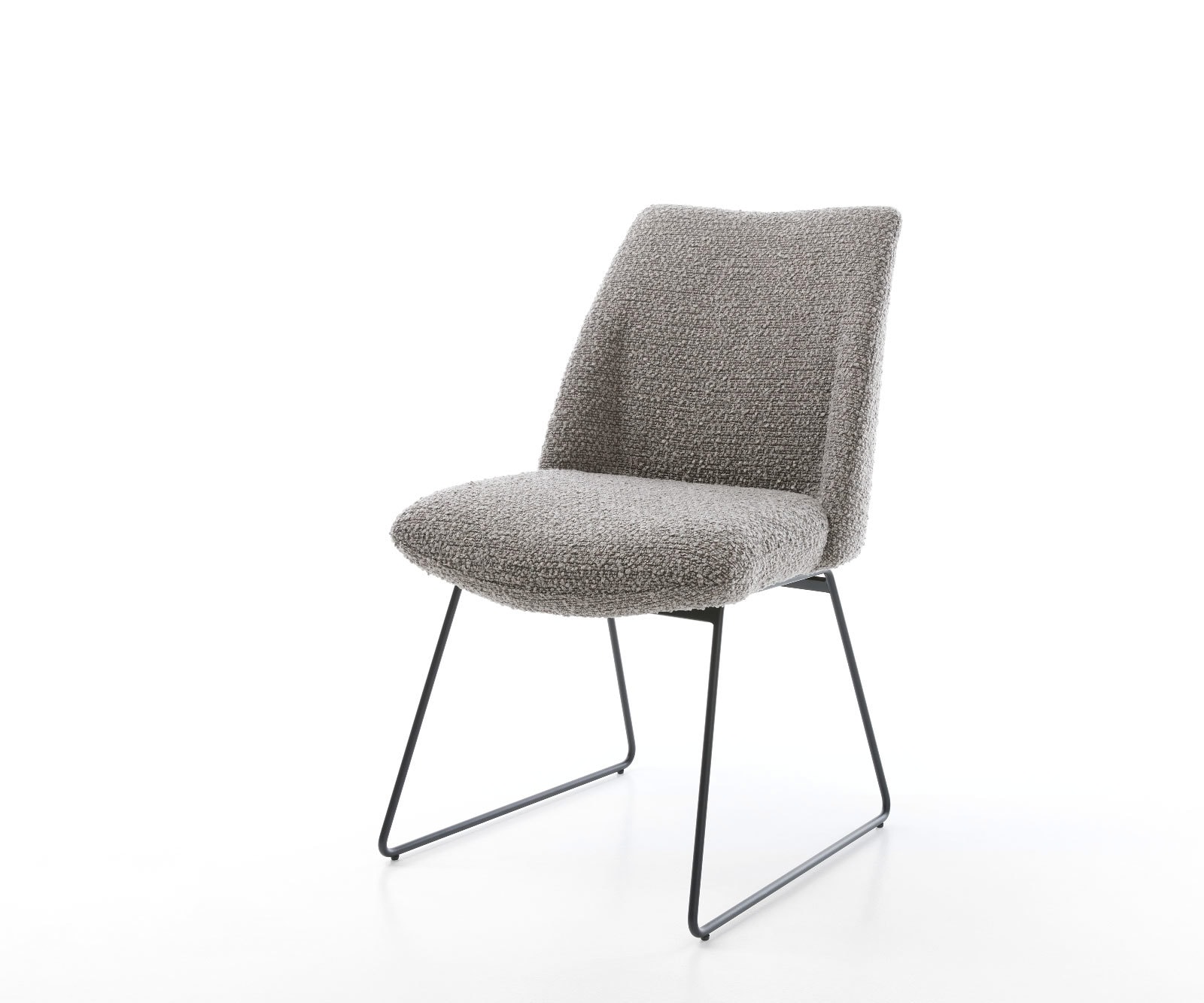 Esszimmerstuhl Elso-Flex Bouclé Silbergrau Kufengestell Schwarz Taschenfederkern 1