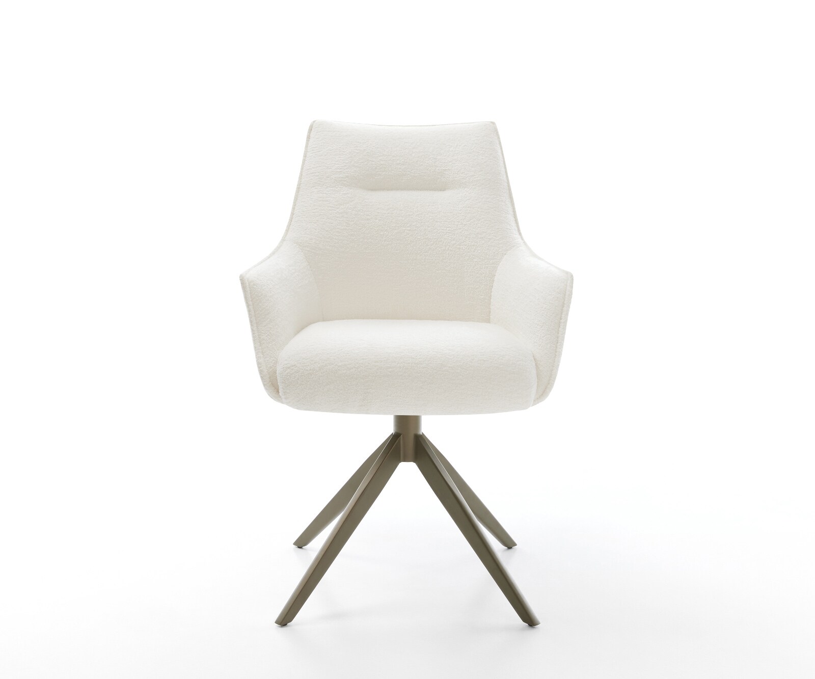 Drehstuhl Alja-Flex mit Armlehnen Bouclé Soft Beige Kreuzgestell breit Effektfinish Titan 360° drehbar Wippfunktion Taschenfederkern 2