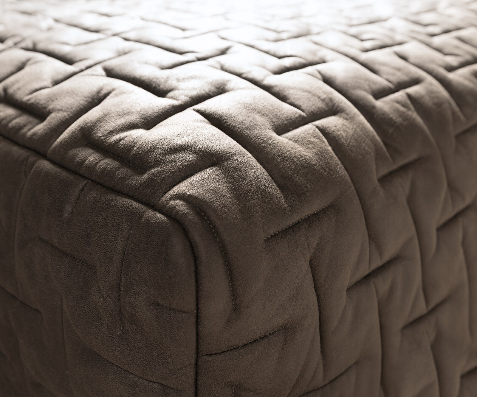 Bigsofa Freestyle 280x110 cm Tissu microfibre Taupe Vintage matelassé 5