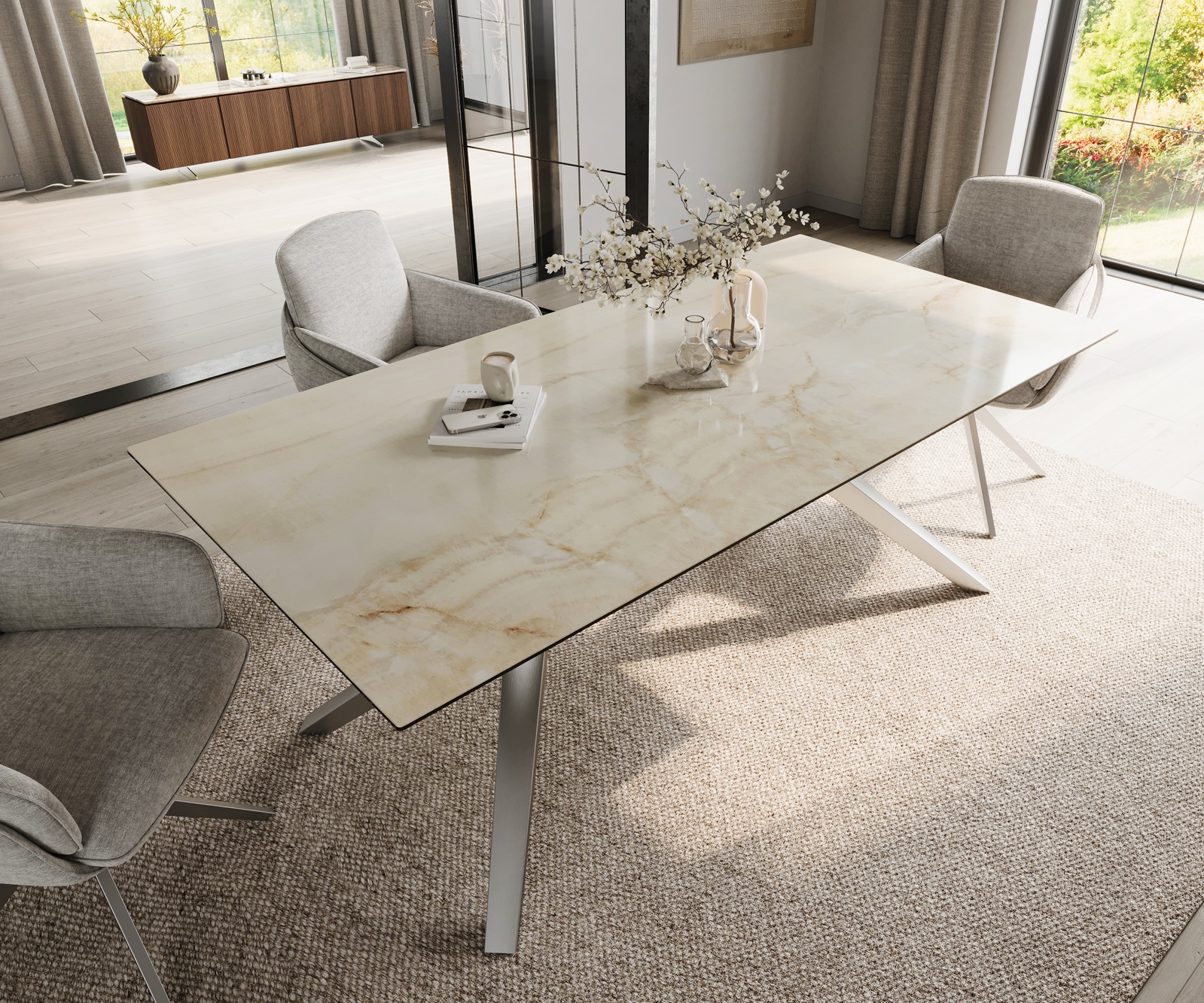 Esstisch Edge 200x100 Keramik Laminam® Onice Oro Zenthara kantig Edelstahl 3 Esstisch Edge 200x100 Keramik Laminam® Onice Oro Zenthara kantig Edelstahl 3