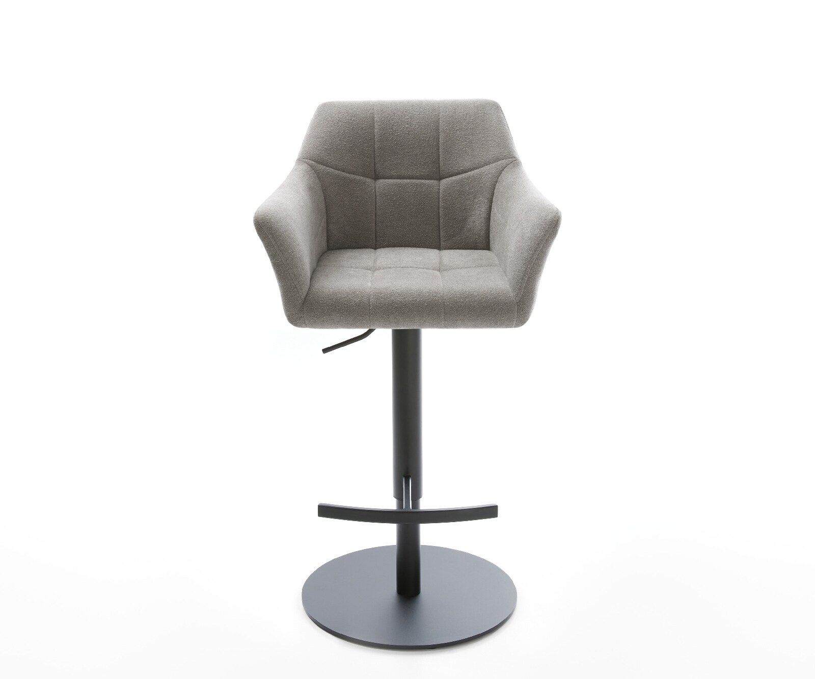 Chaise-de-bar Yulo-Flex Tissu structuré doux Gris Pied pivotant réglable en hauteur Noir Noir 1