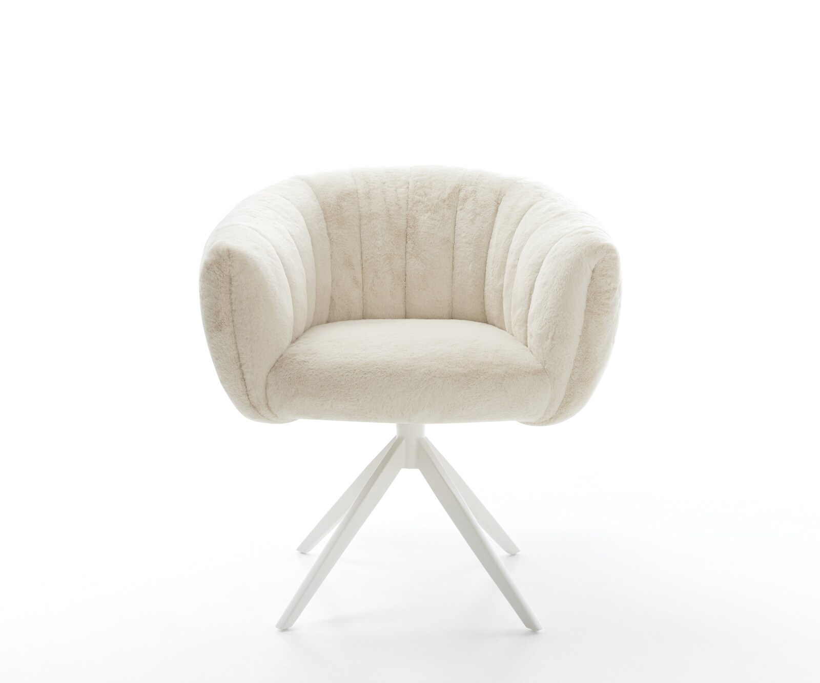 Chaise-pivotante Jada-Flex peluche crème-blanc pied croisé large blanc pivotement sur 360° fonction bascule ressorts ensachés 2